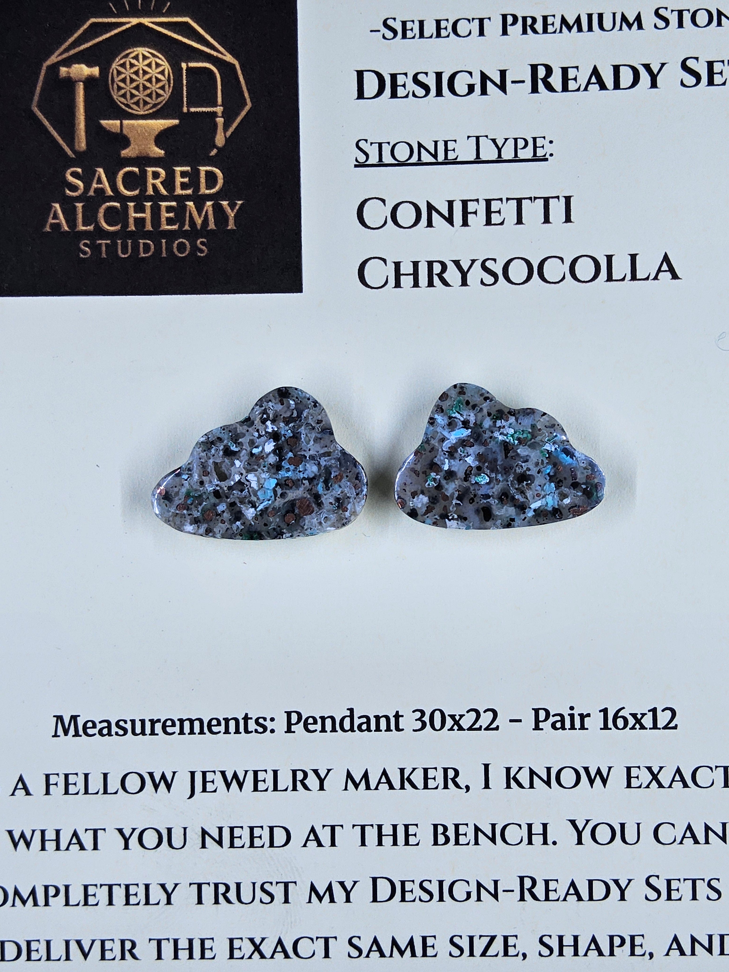 Cloud Shape - Confetti Chrysocolla - Sacred Alchemy Select - Earring Pairs by Sacred Alchemy Studios