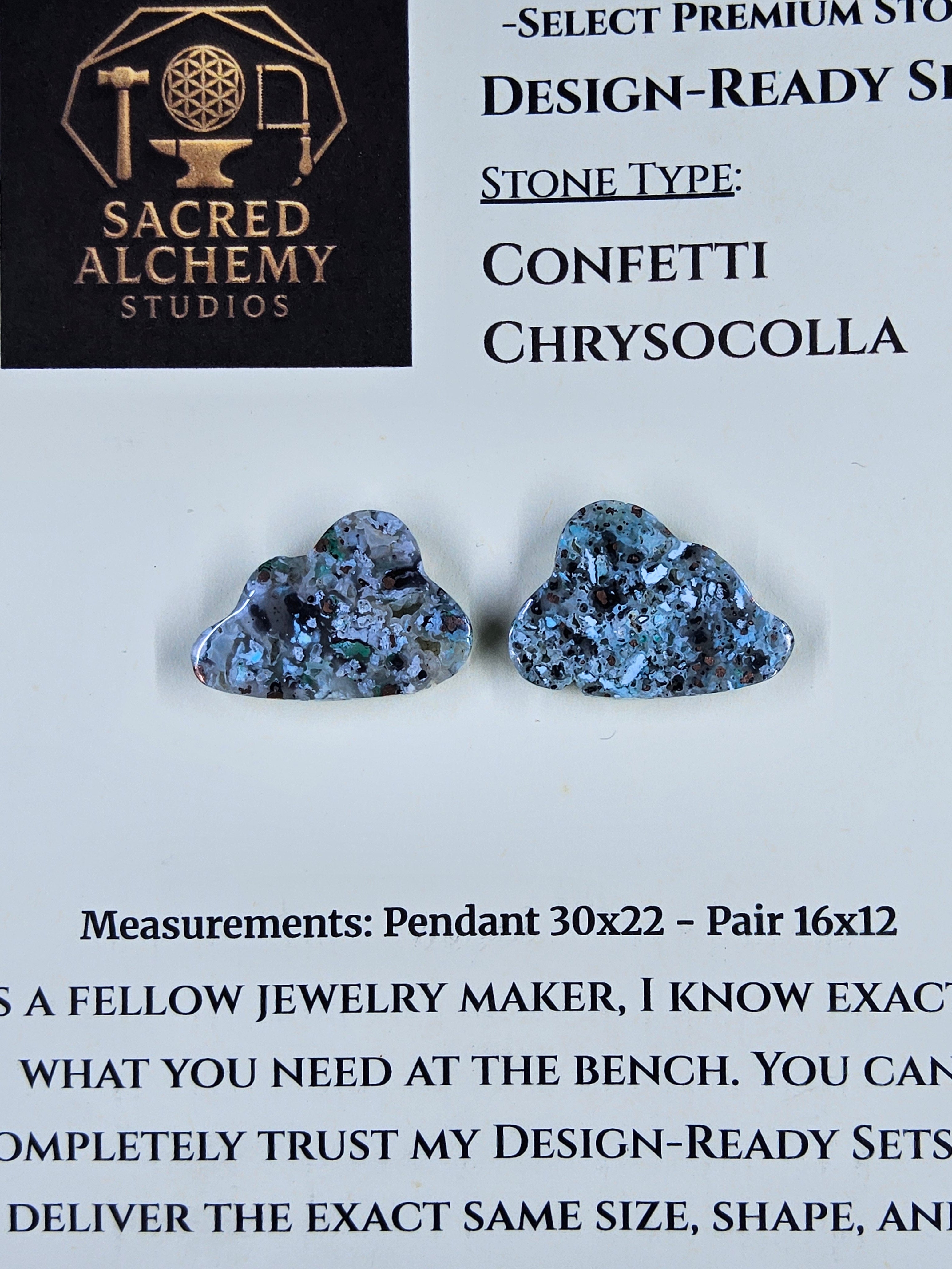 Cloud Shape - Confetti Chrysocolla - Sacred Alchemy Select - Earring Pairs by Sacred Alchemy Studios