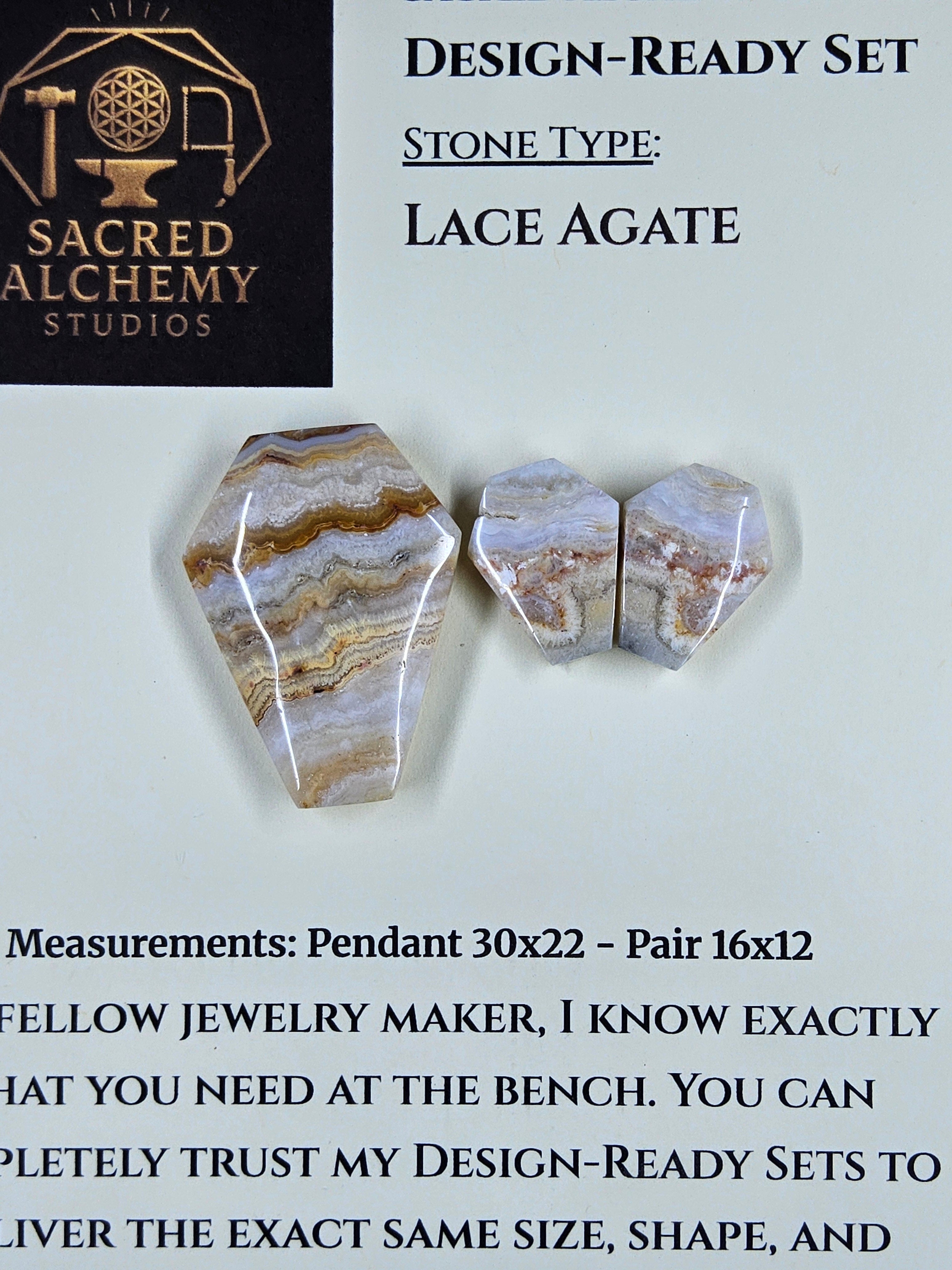 Coffin Shape - Lace Agate - Design-Ready Sets by Sacred Alchemy Studios