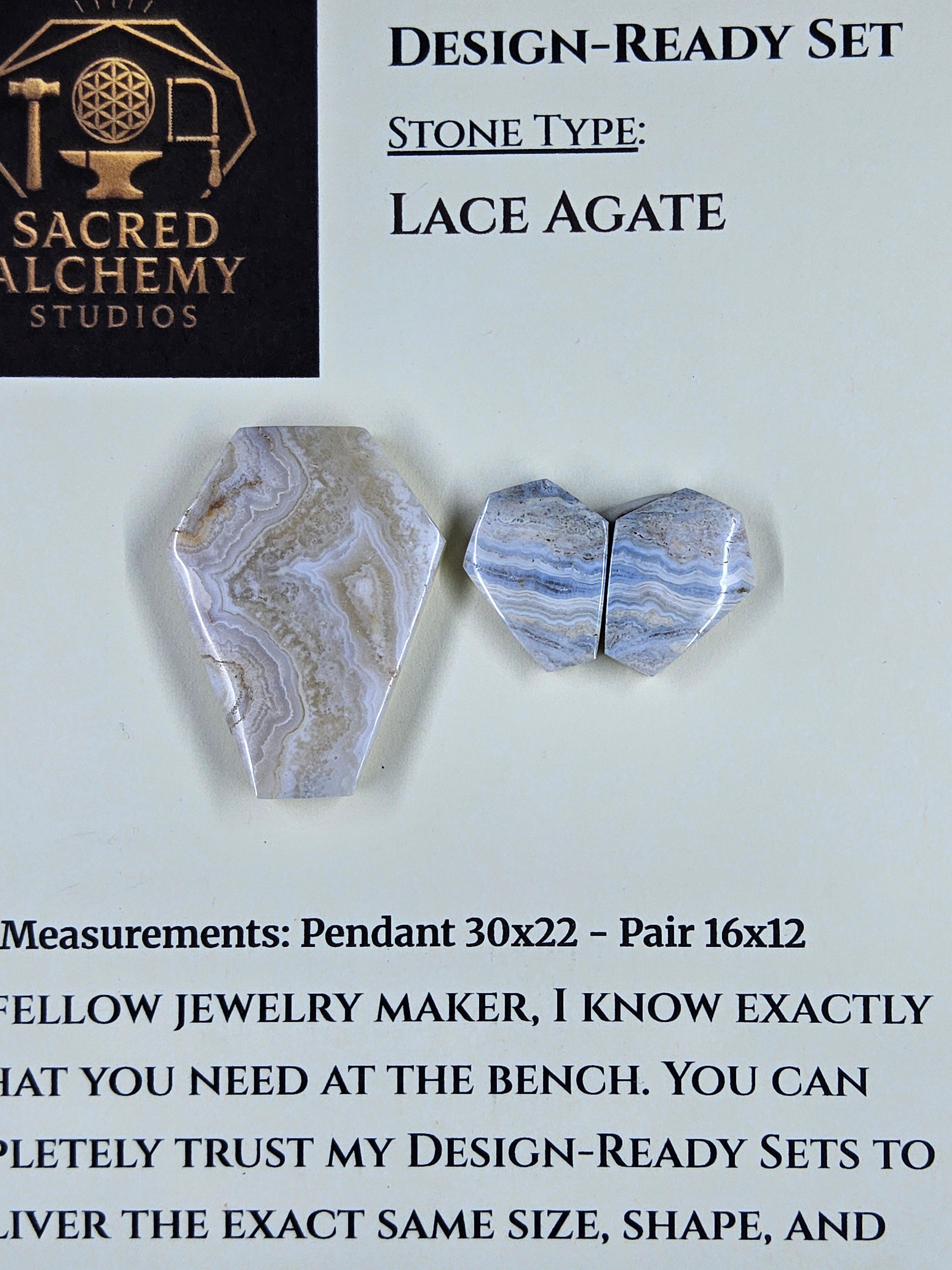Coffin Shape - Lace Agate - Design-Ready Sets by Sacred Alchemy Studios