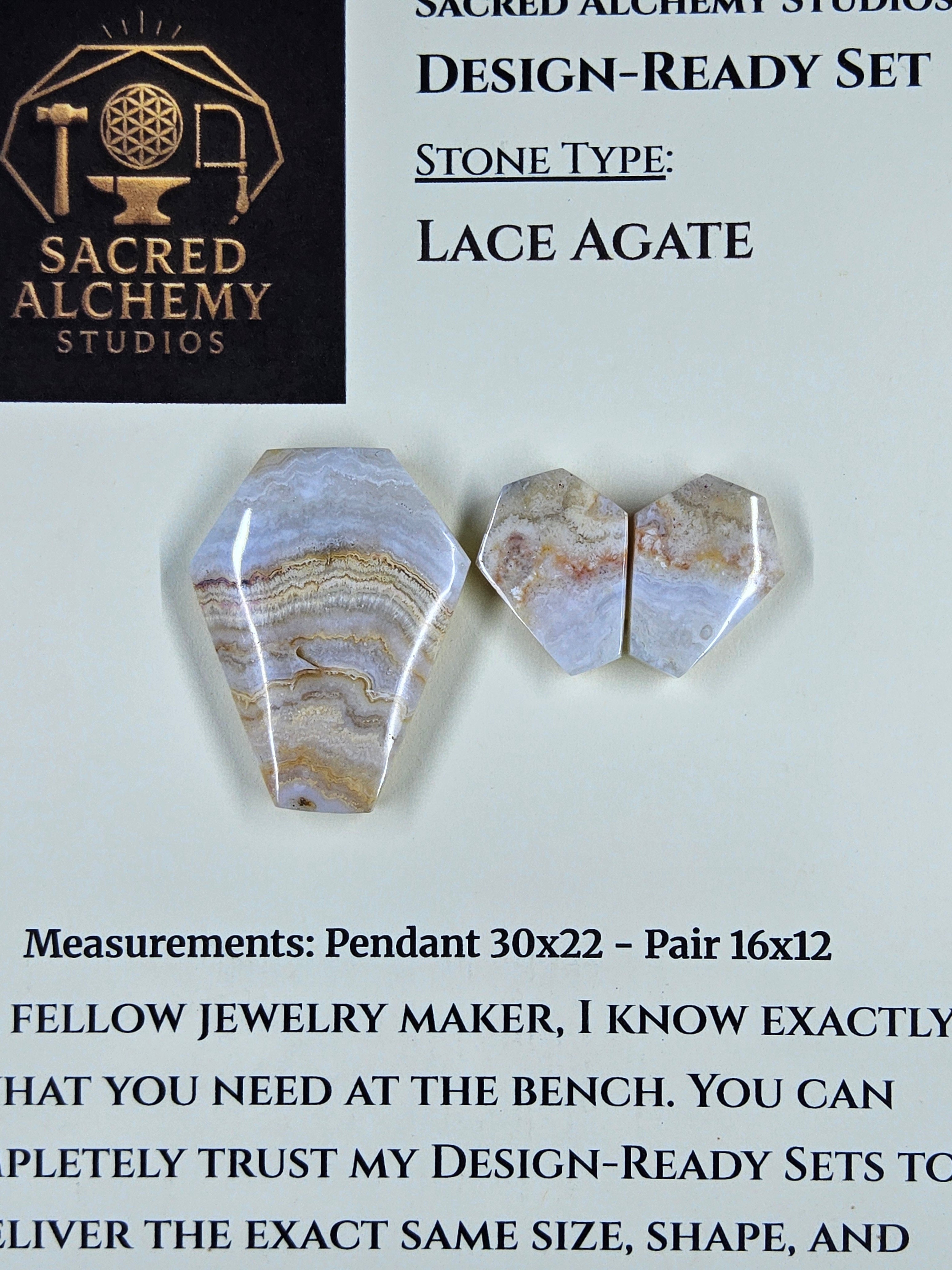 Coffin Shape - Lace Agate - Design-Ready Sets by Sacred Alchemy Studios