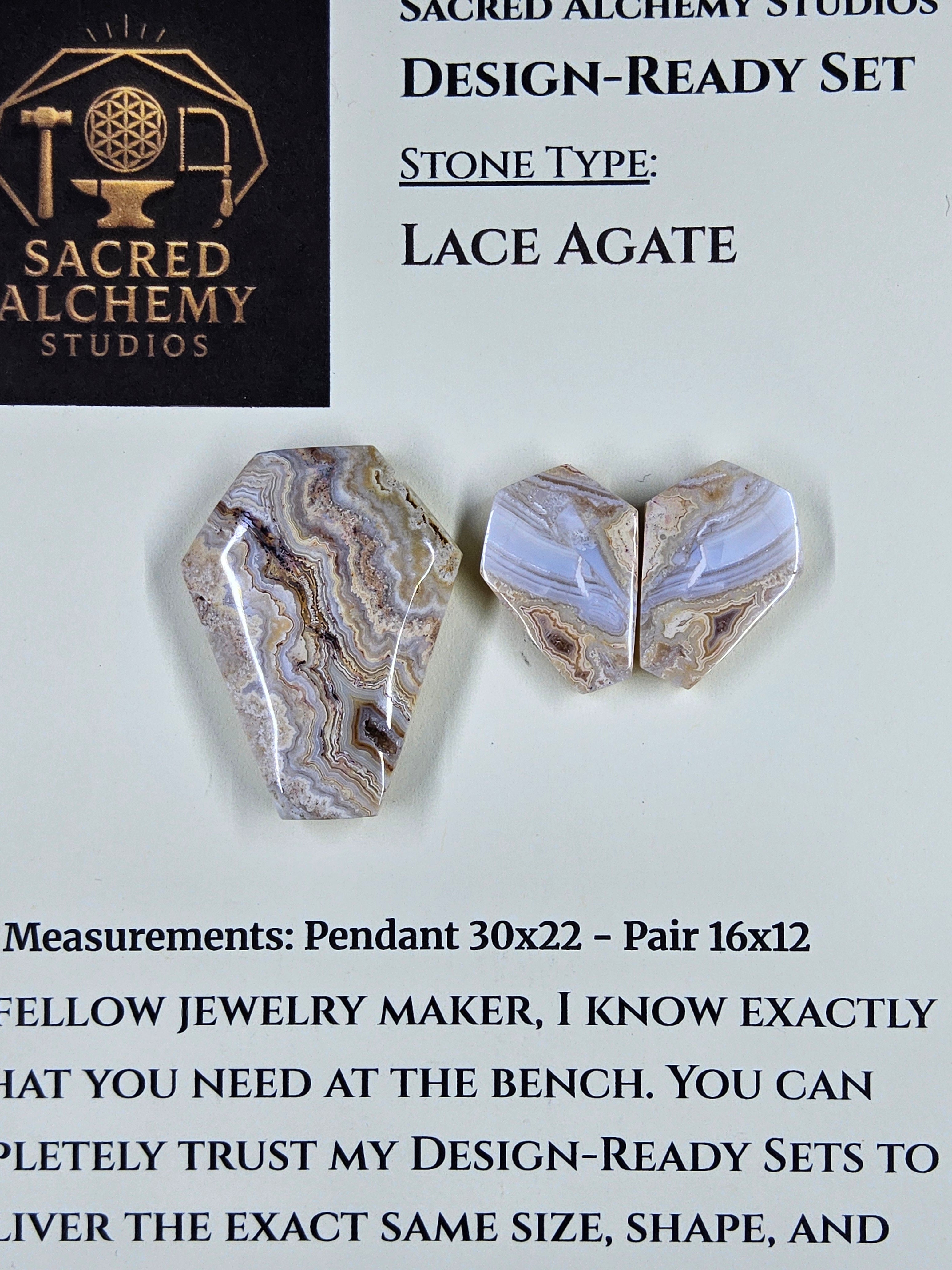 Coffin Shape - Lace Agate - Design-Ready Sets by Sacred Alchemy Studios