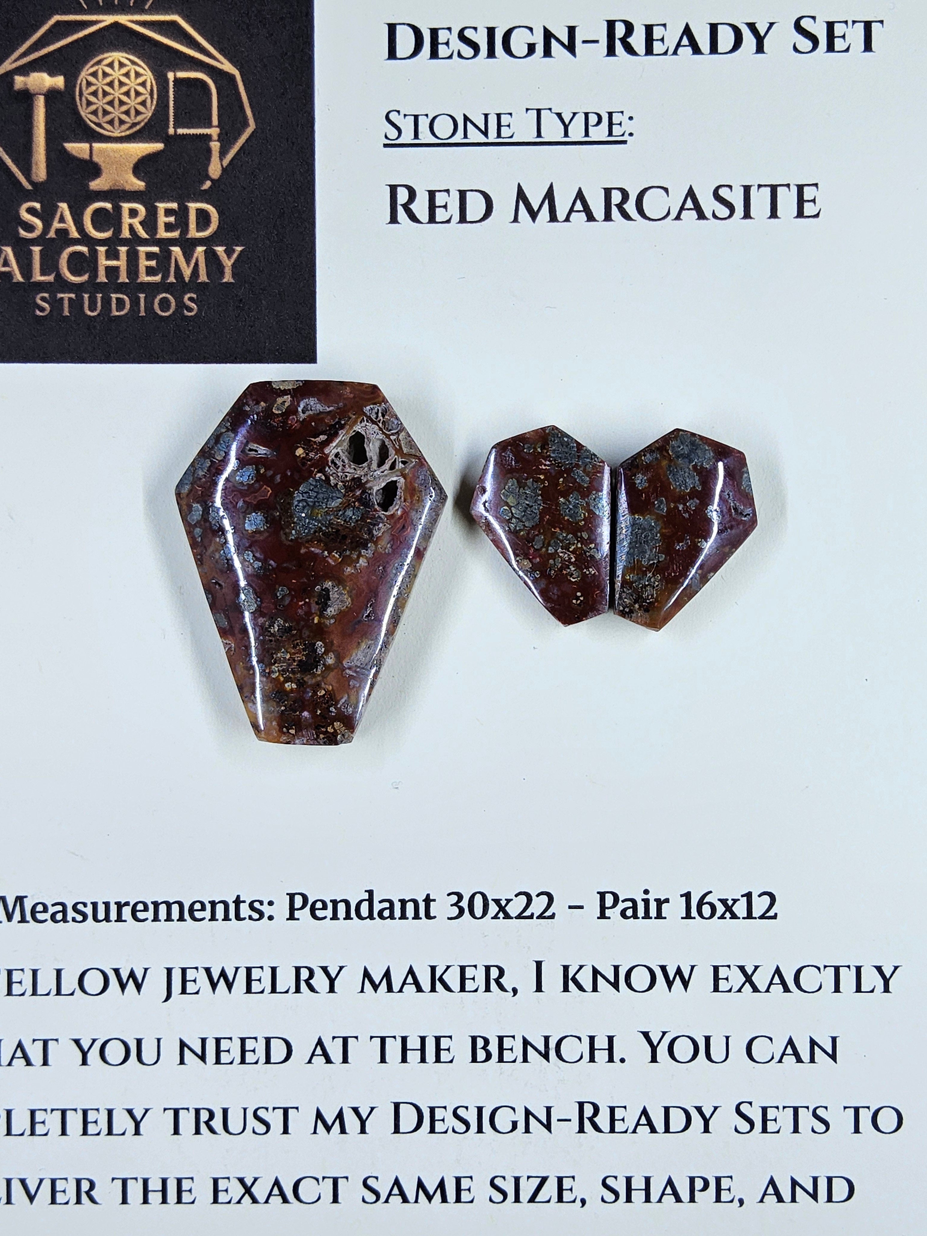 Coffin Shape - Red Marcasite - Design-Ready Set by Sacred Alchemy Studios