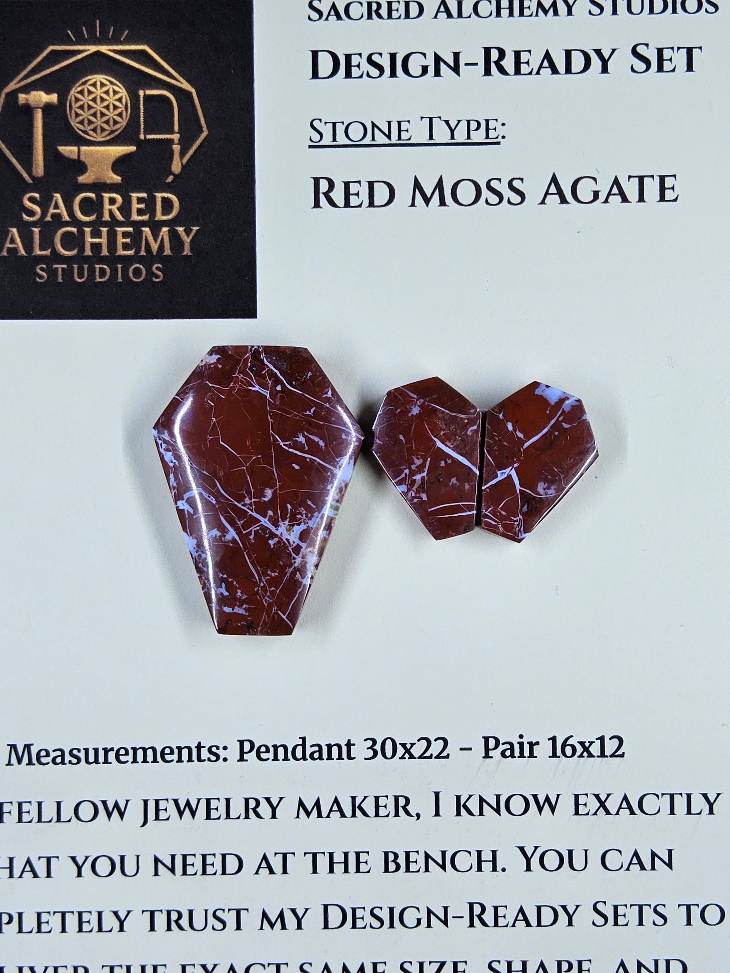 Coffin Shape - Red Moss Agate - Design-Ready Sets by Sacred Alchemy Studios