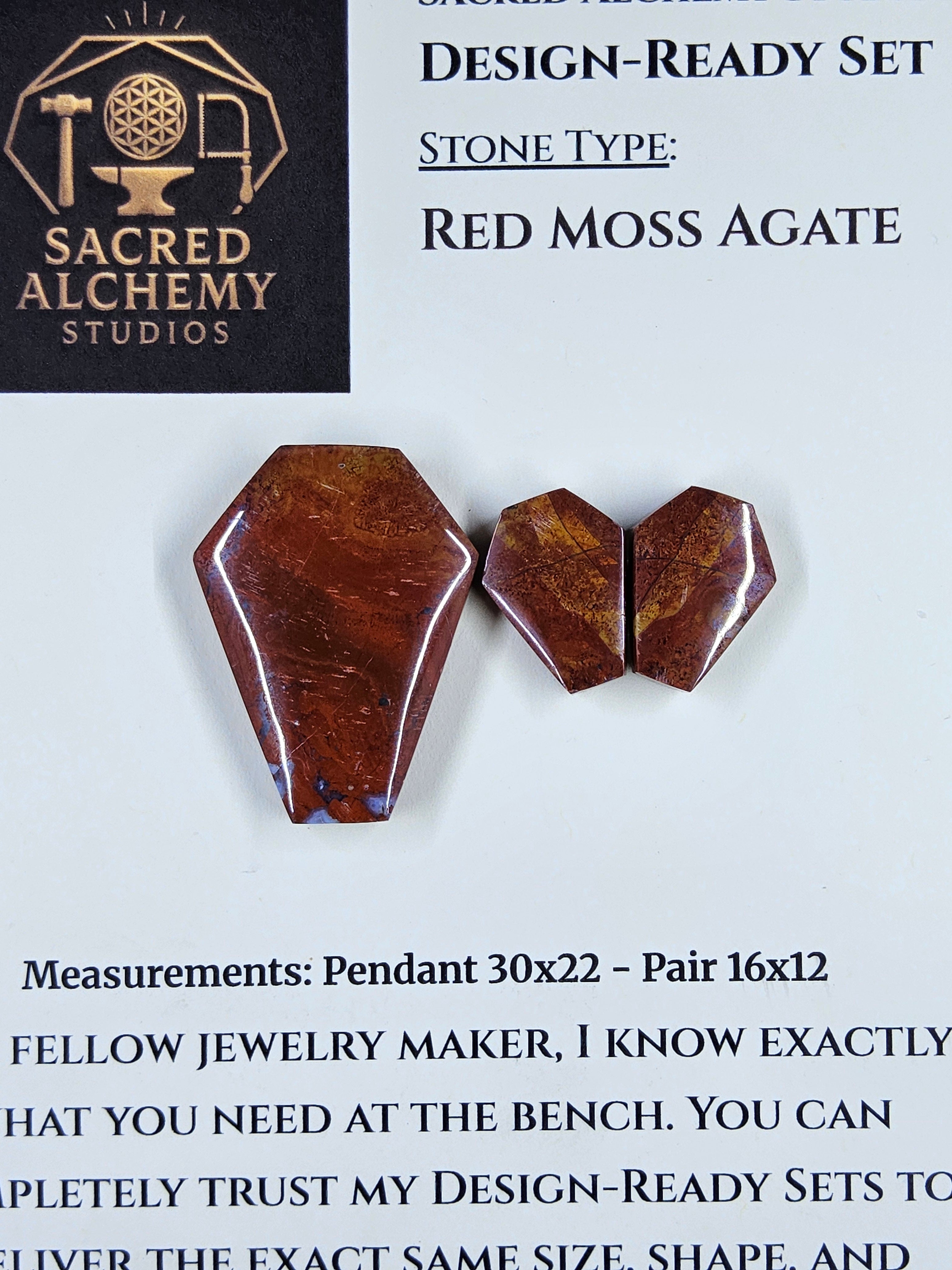 Coffin Shape - Red Moss Agate - Design-Ready Sets by Sacred Alchemy Studios