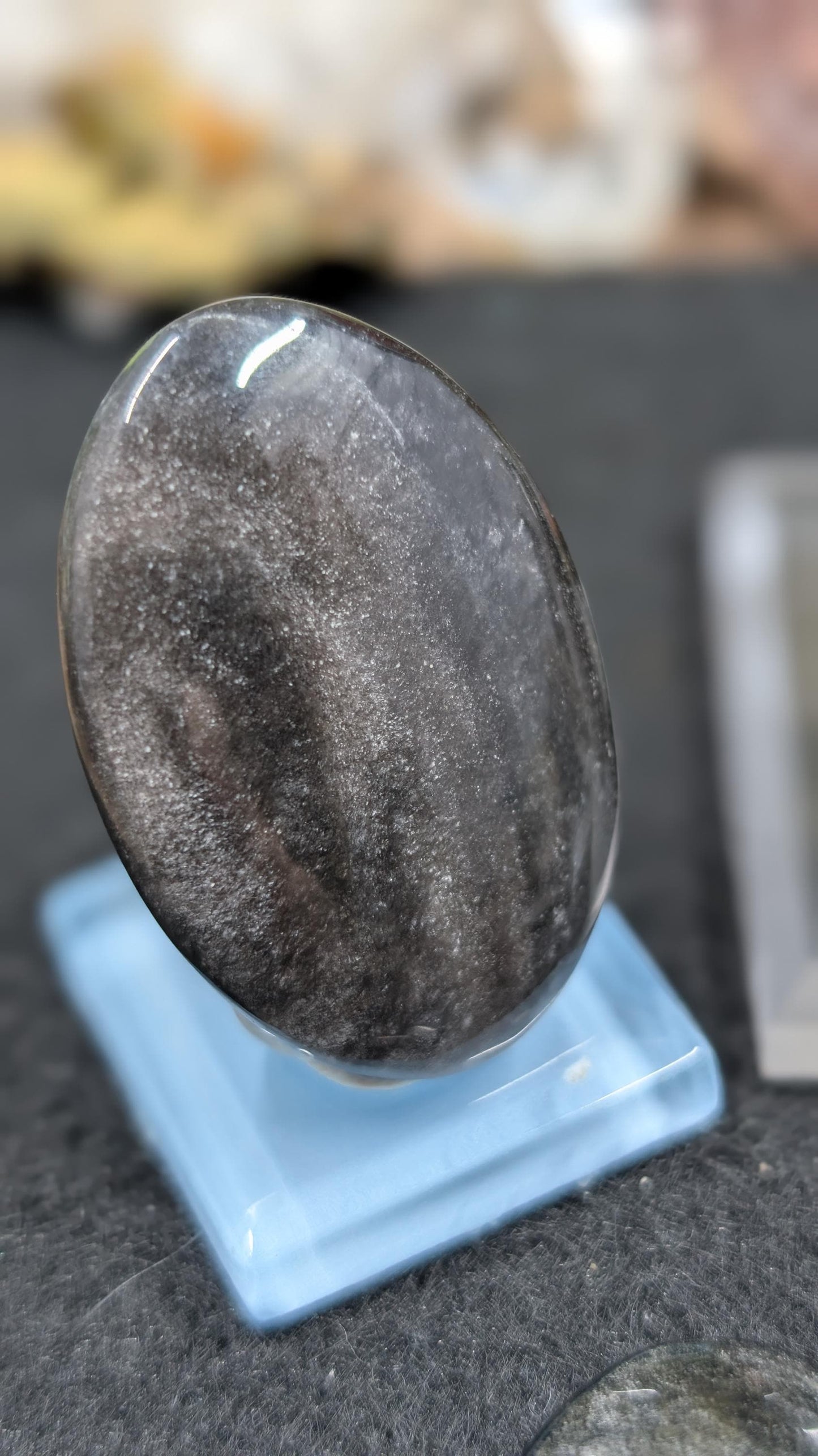 Obsidian - Silver Sheen  - Mined in Guadalajara - 1 Cabochon - Natural Metallic Luster