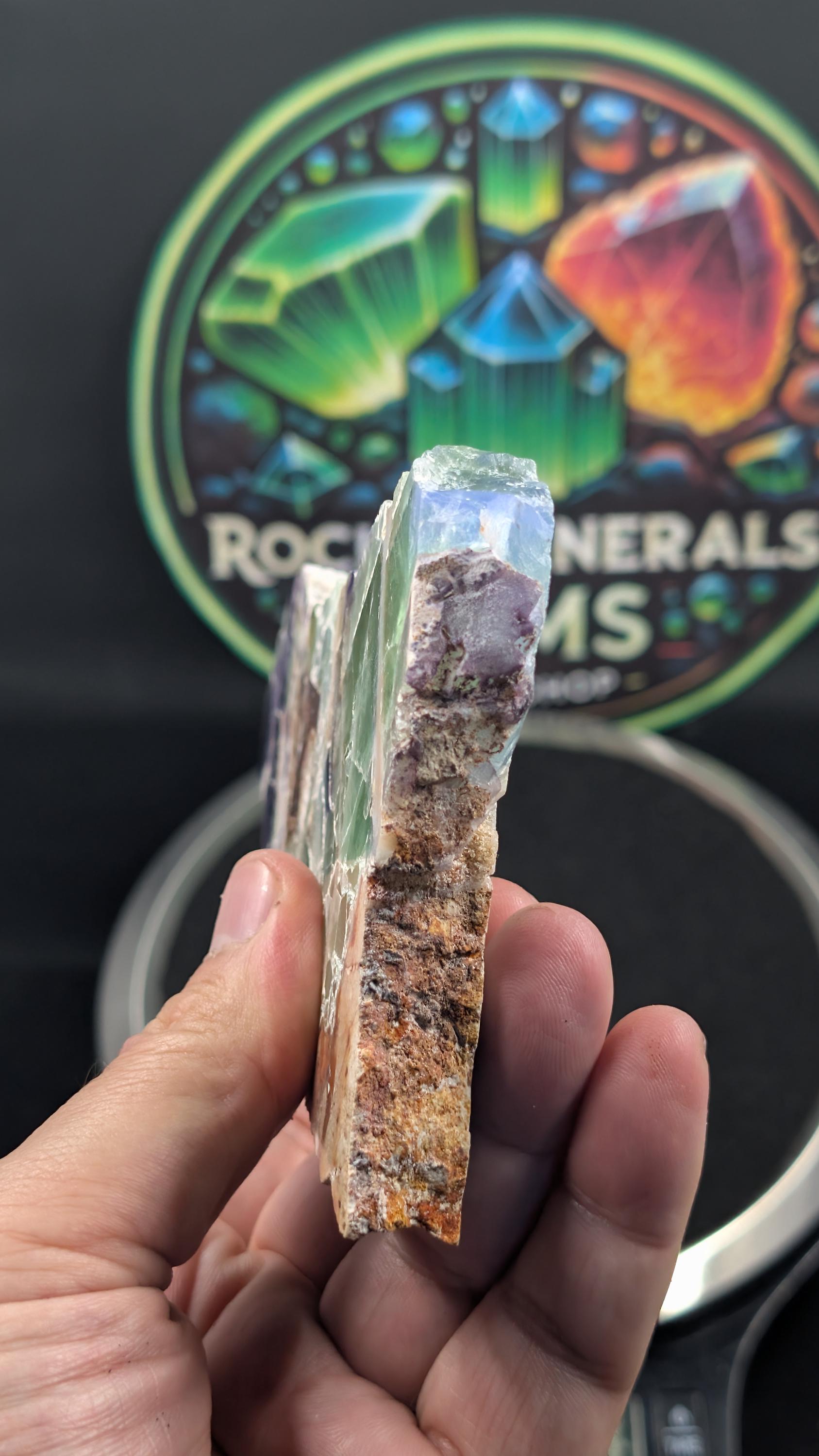 Fluorite Slab – Mexico – Durango – Polished Multi-Color Vein Section - Slab by Sacred Alchemy Studios