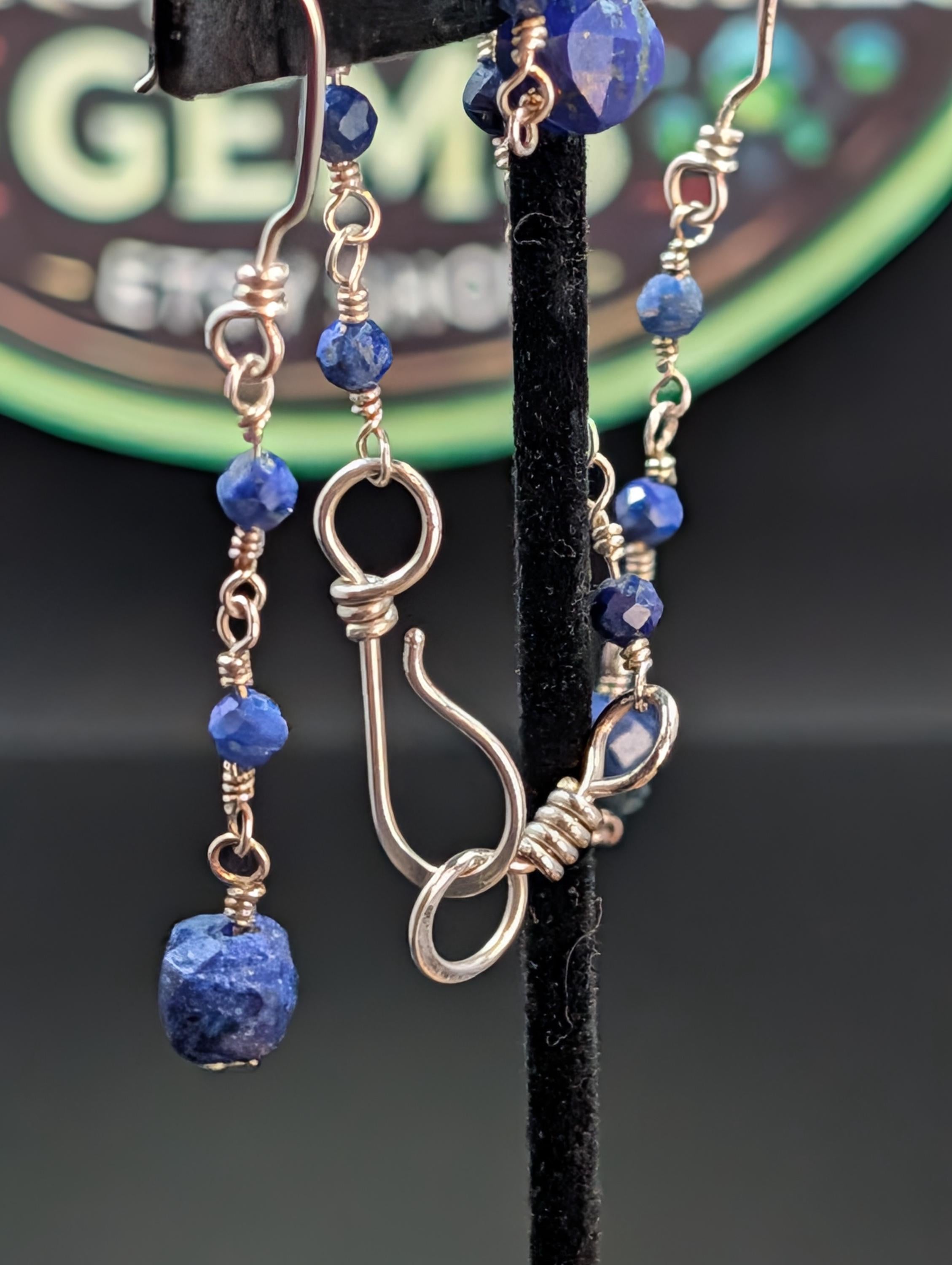 Lapis Lazuli And Fine Silver Earrings And Bracelet Set One Of A Kind Handmade Jewelry by Sacred Alchemy Studios