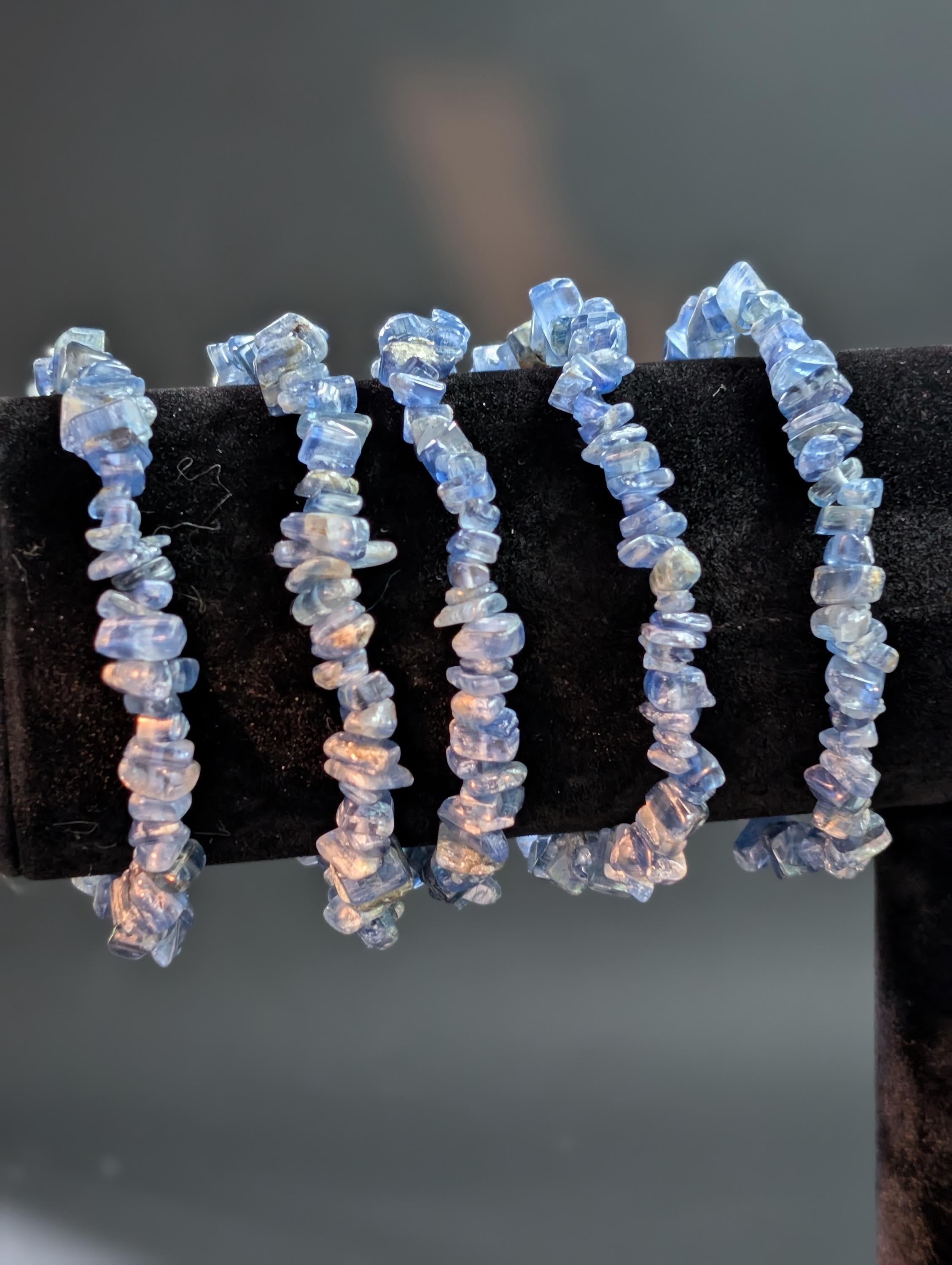 Kyanite - Blue - Chip Bracelet - Natural Shimmer - Raw Elegance by Sacred Alchemy Studios