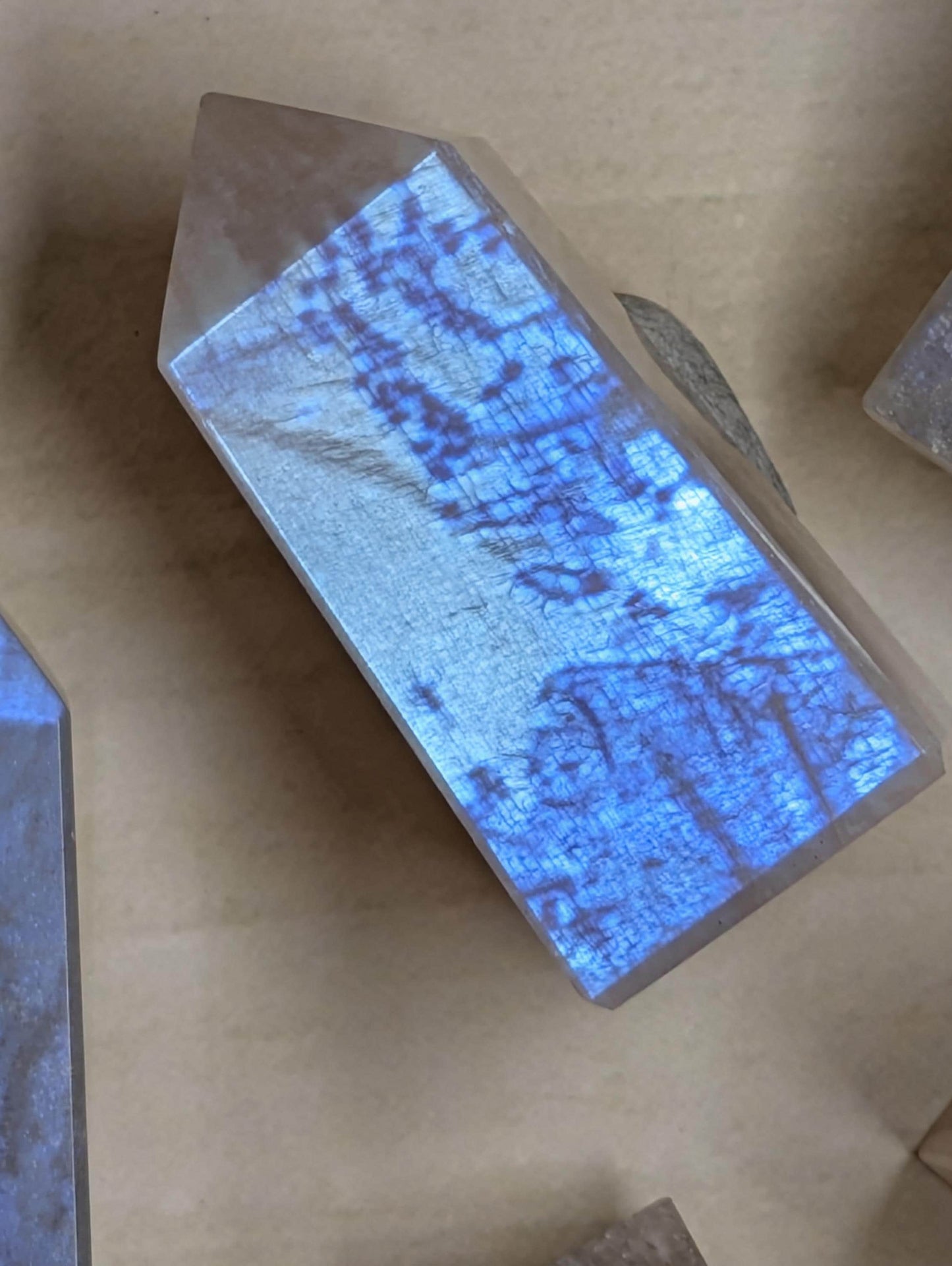 Fancy Moonstone Towers (White Labradorite) – Polished Crystal Points