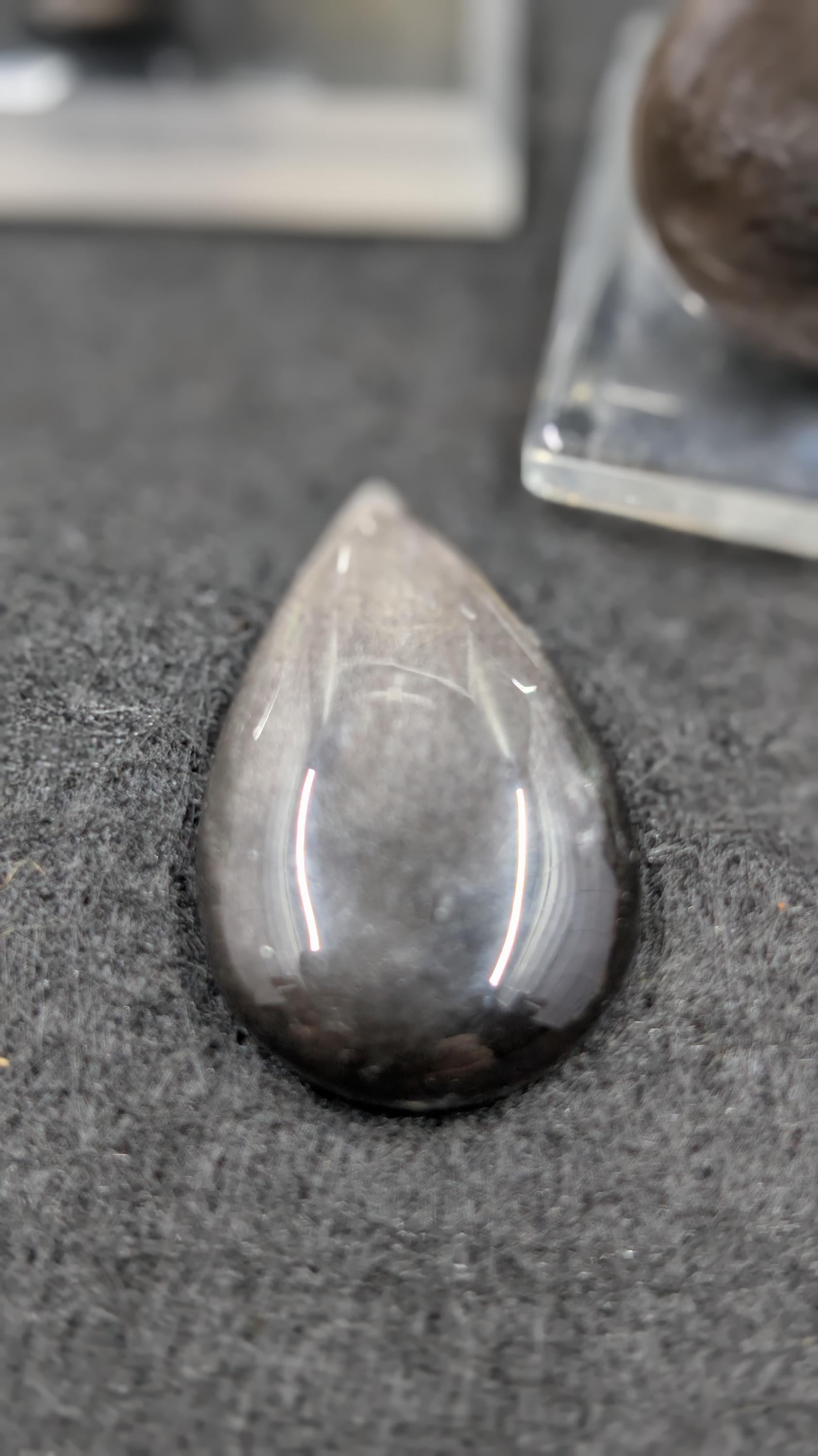 Obsidian - Silver Sheen - Mined in Guadalajara - 1 Cabochon - Natural Metallic Luster by Sacred Alchemy Studios
