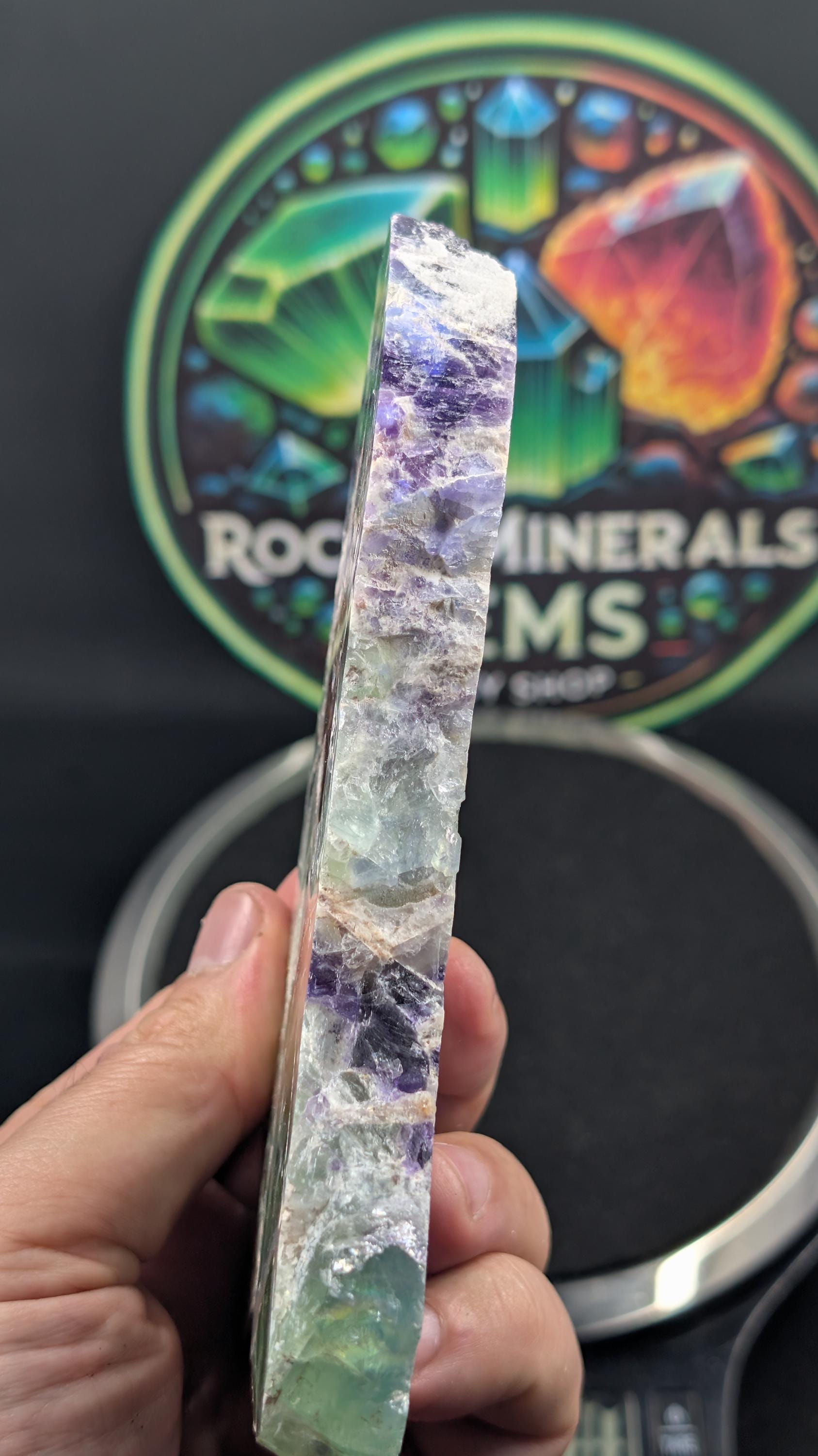 Fluorite Slab – Mexico – Durango – Polished Multi-Color Vein Section - Slab by Sacred Alchemy Studios