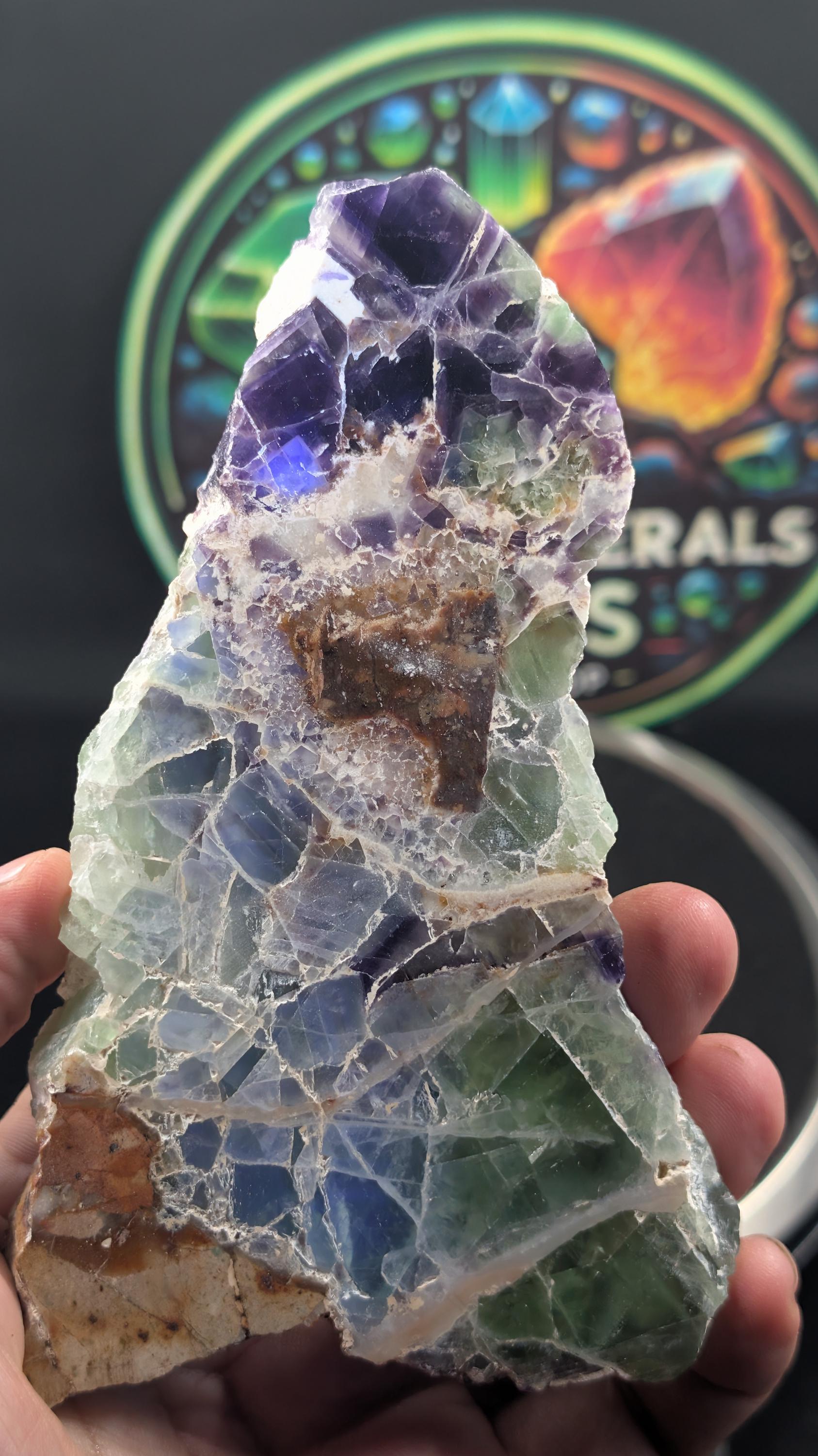 Fluorite Slab – Mexico – Durango – Polished Multi-Color Vein Section - Slab by Sacred Alchemy Studios