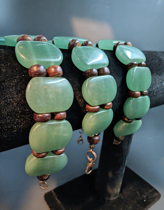 Green Aventurine – Antique Coconut Beads – Bracelet