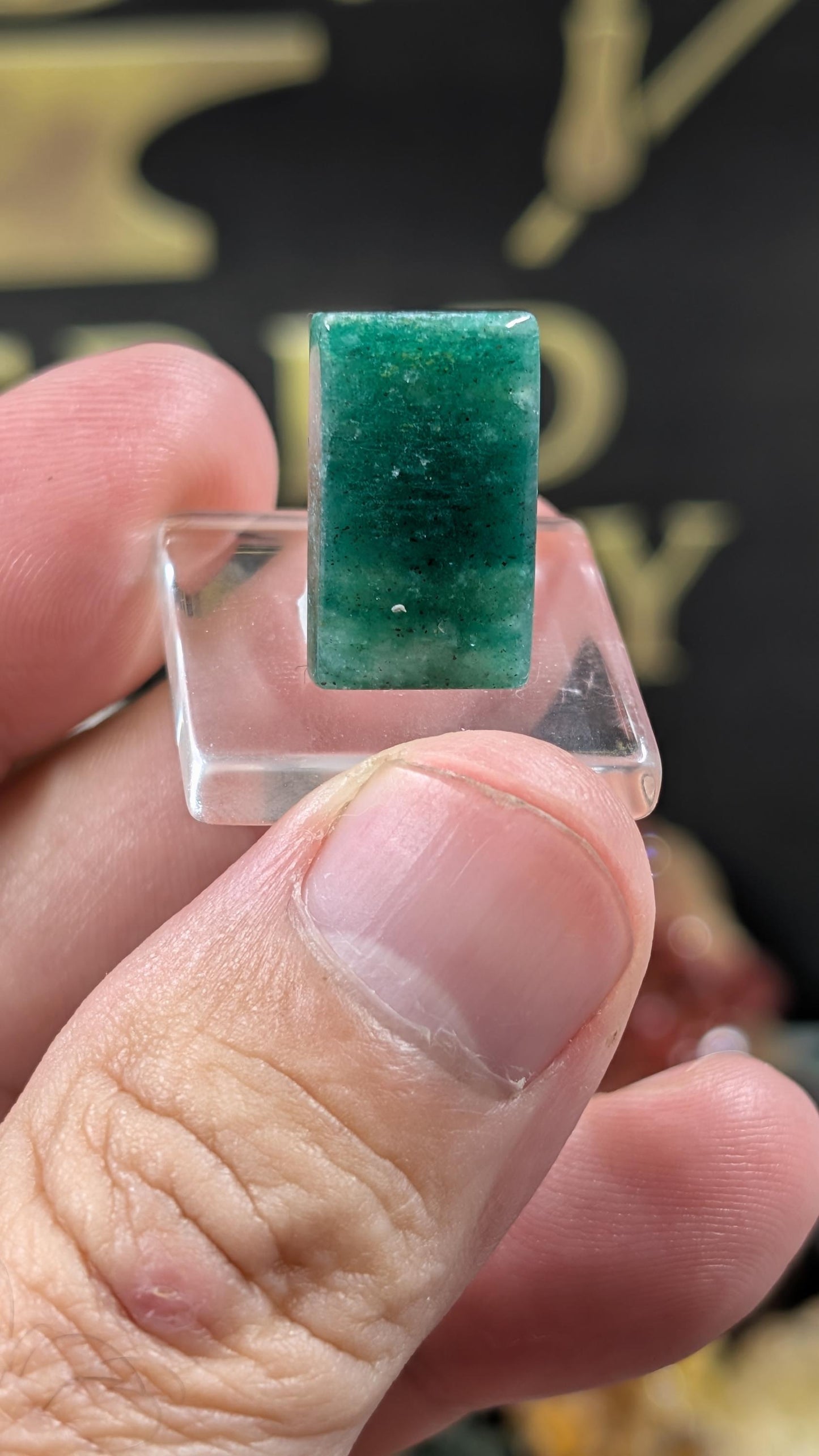 Green Aventurine - Karnataka, India - Cabochon Pair - Matched Deep Green with Natural Mica Sparkle