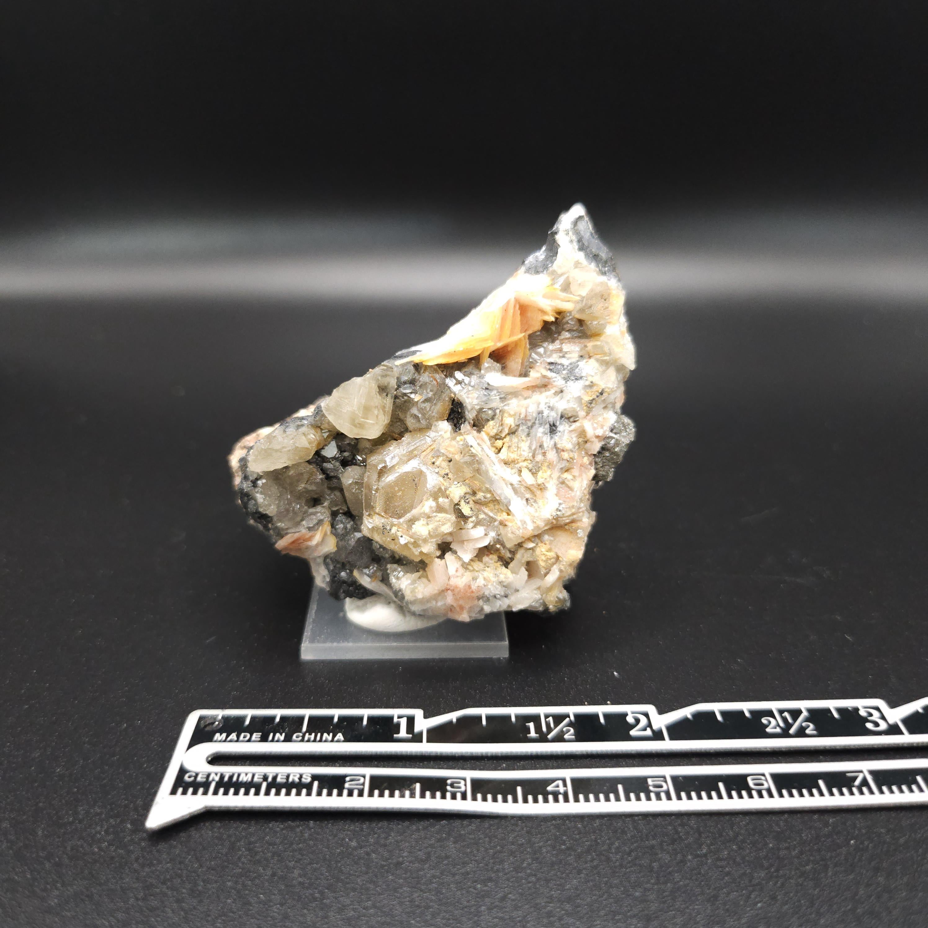 Barite & Cerussite on Galena – Morocco - Mibladen Mine