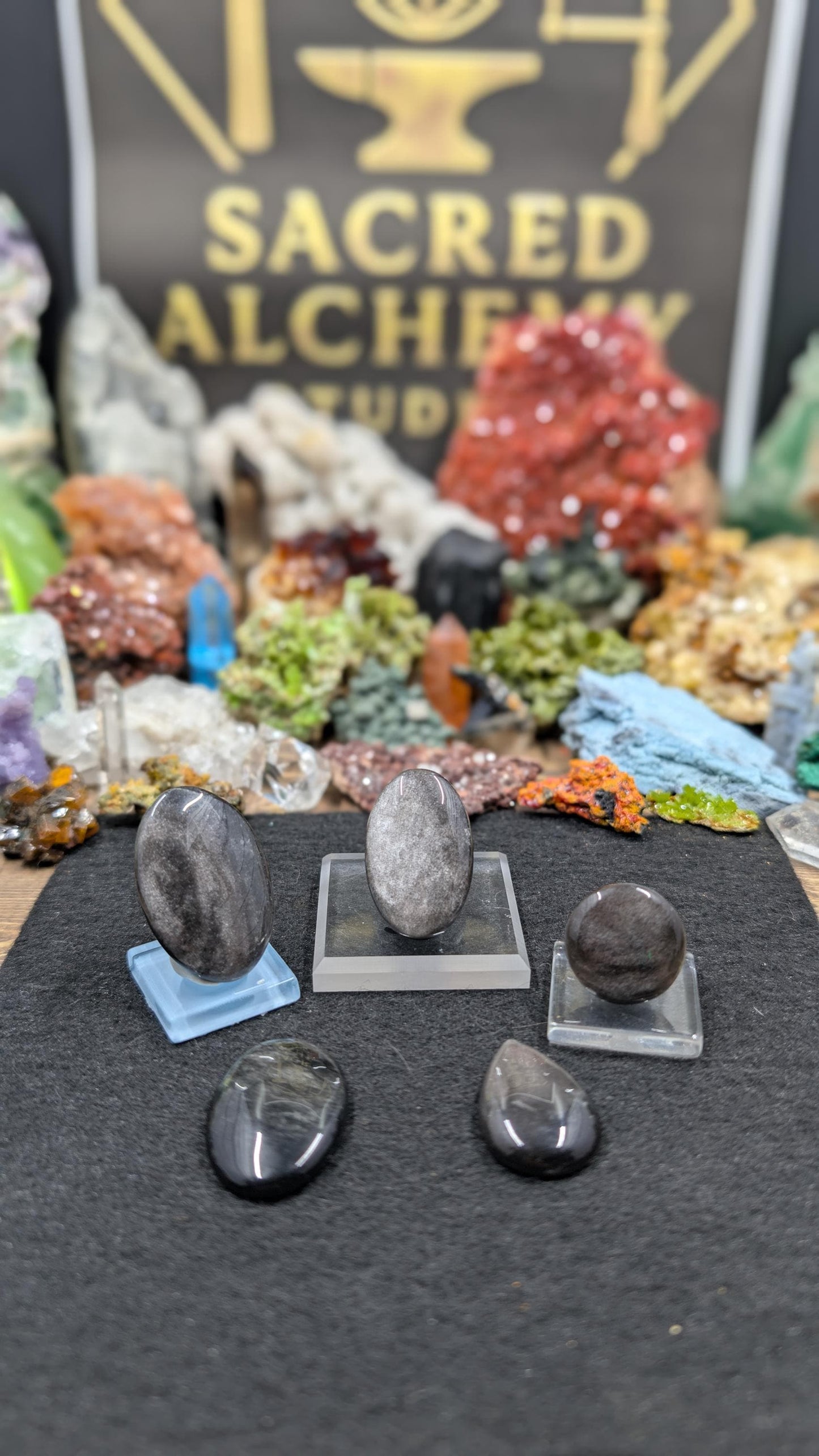 Obsidian - Silver Sheen  - Mined in Guadalajara - 1 Cabochon - Natural Metallic Luster