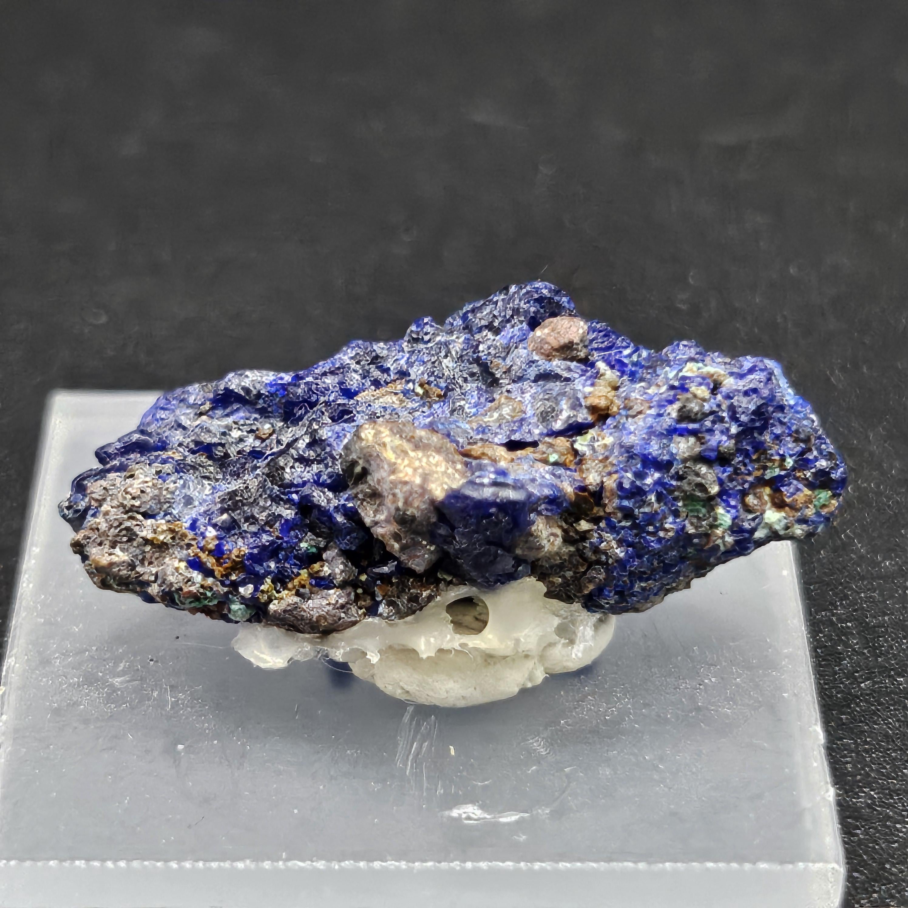 Azurite with Malachite and Calcite Crystals – Morenci Mine, Arizona