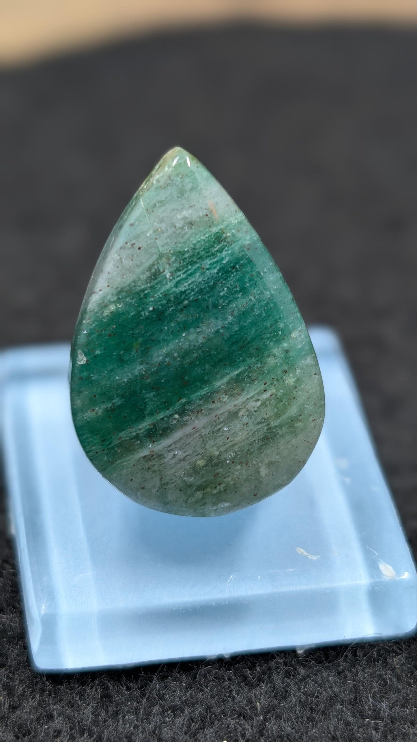 Green Aventurine - Karnataka, India - Cabochon Pair - Matched Deep Green with Natural Mica Sparkle