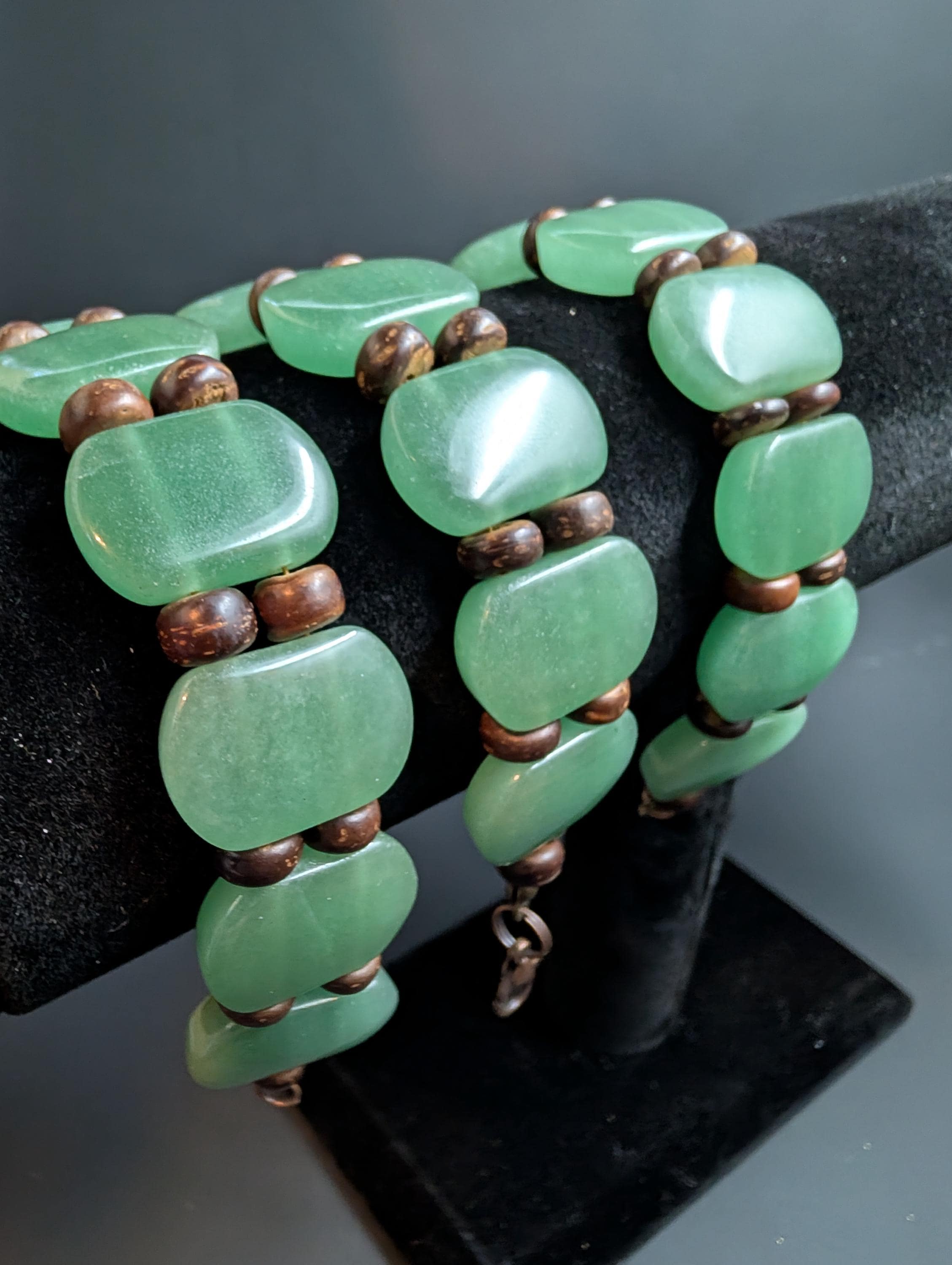 Green Aventurine – Antique Coconut Beads – Bracelet by Sacred Alchemy Studios