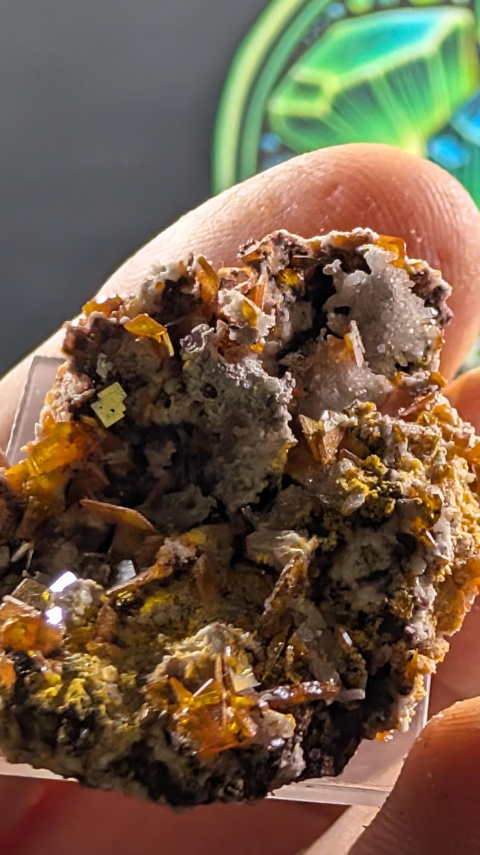 Wulfenite on Barite – Arizona - Rowell Mine, Maricopa County – Natural Specimen by Sacred Alchemy Studios