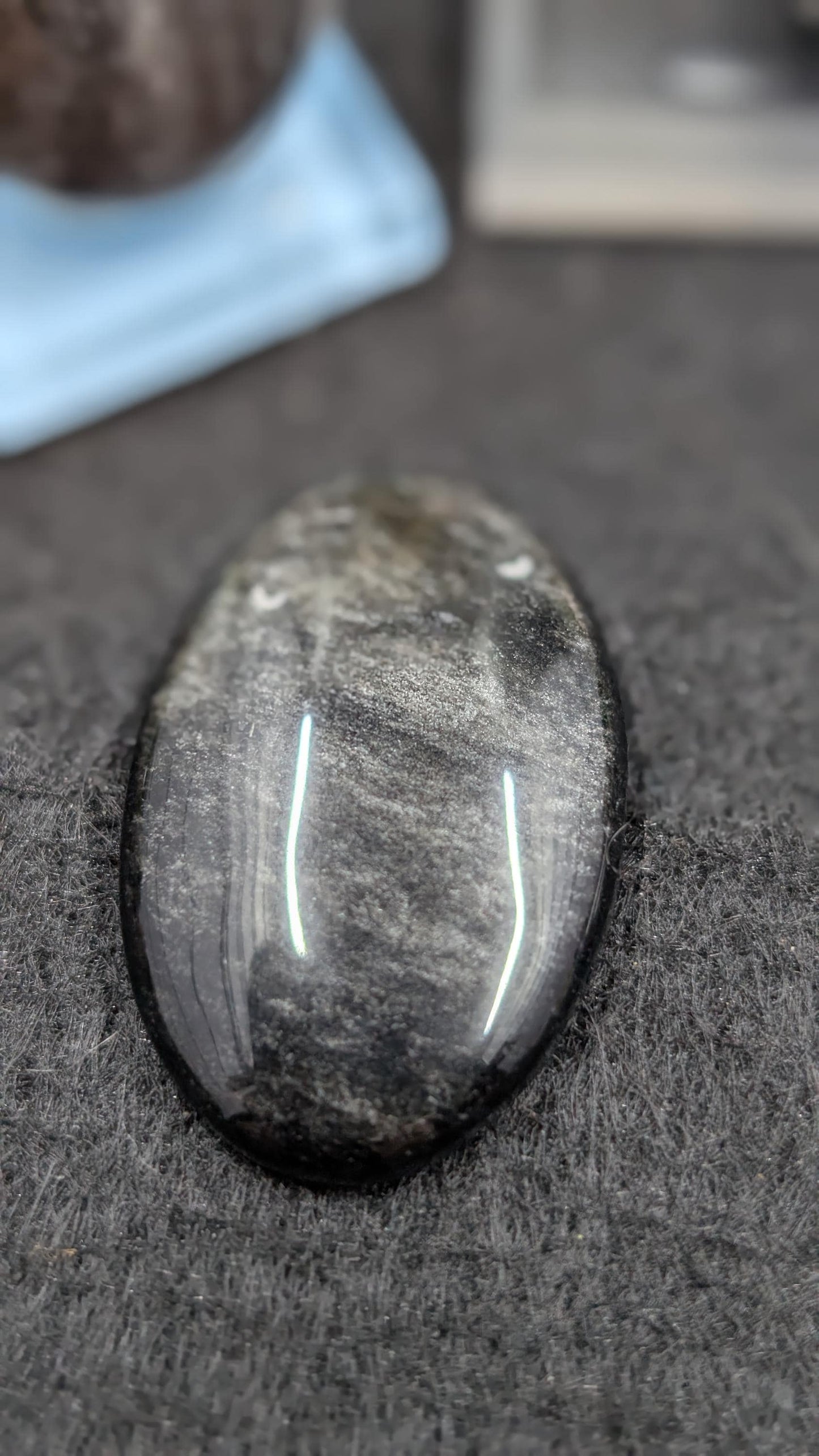 Obsidian - Silver Sheen  - Mined in Guadalajara - 1 Cabochon - Natural Metallic Luster