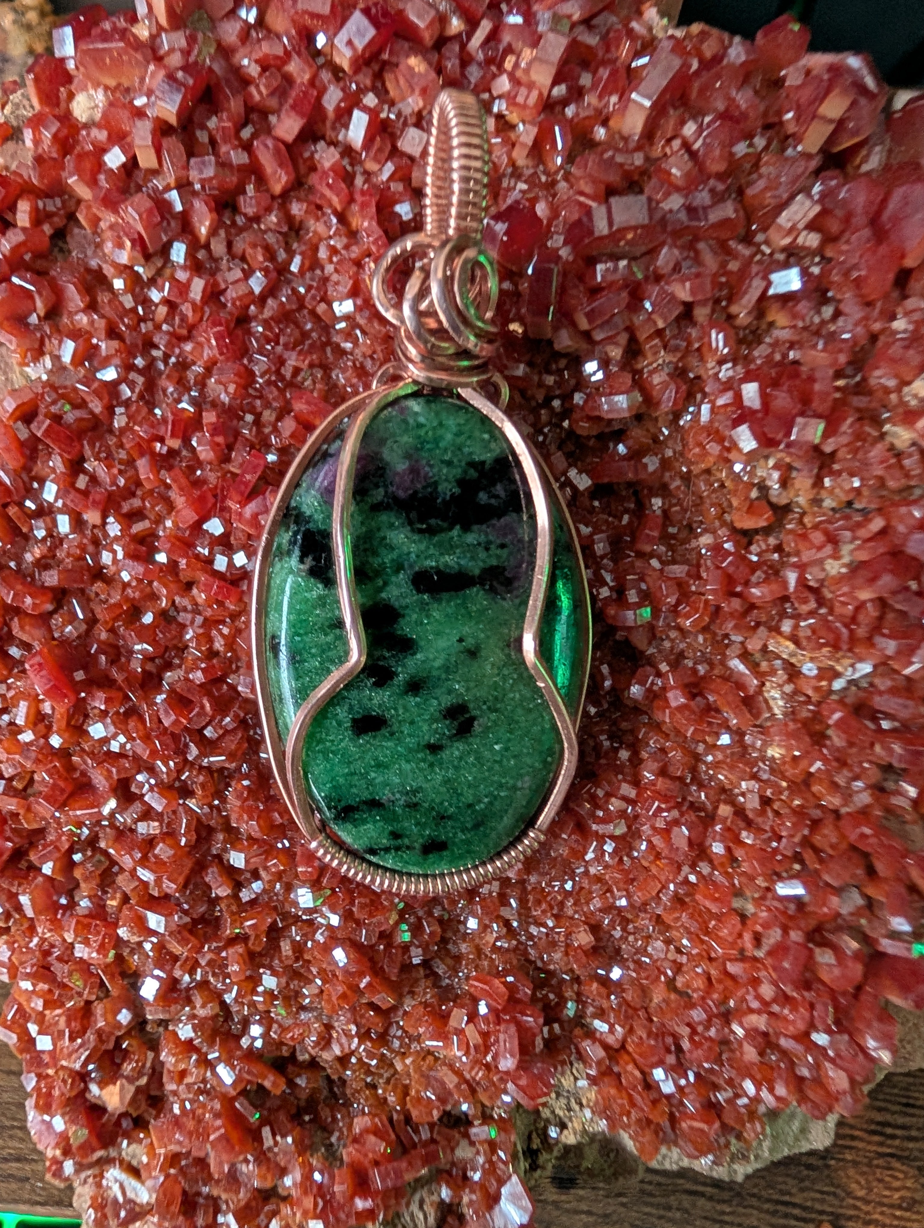 Ruby Kenya Cabochon Hand Cut And Wire Wrapped In Copper By Me For Jewelry Making And Collectors by Sacred Alchemy Studios