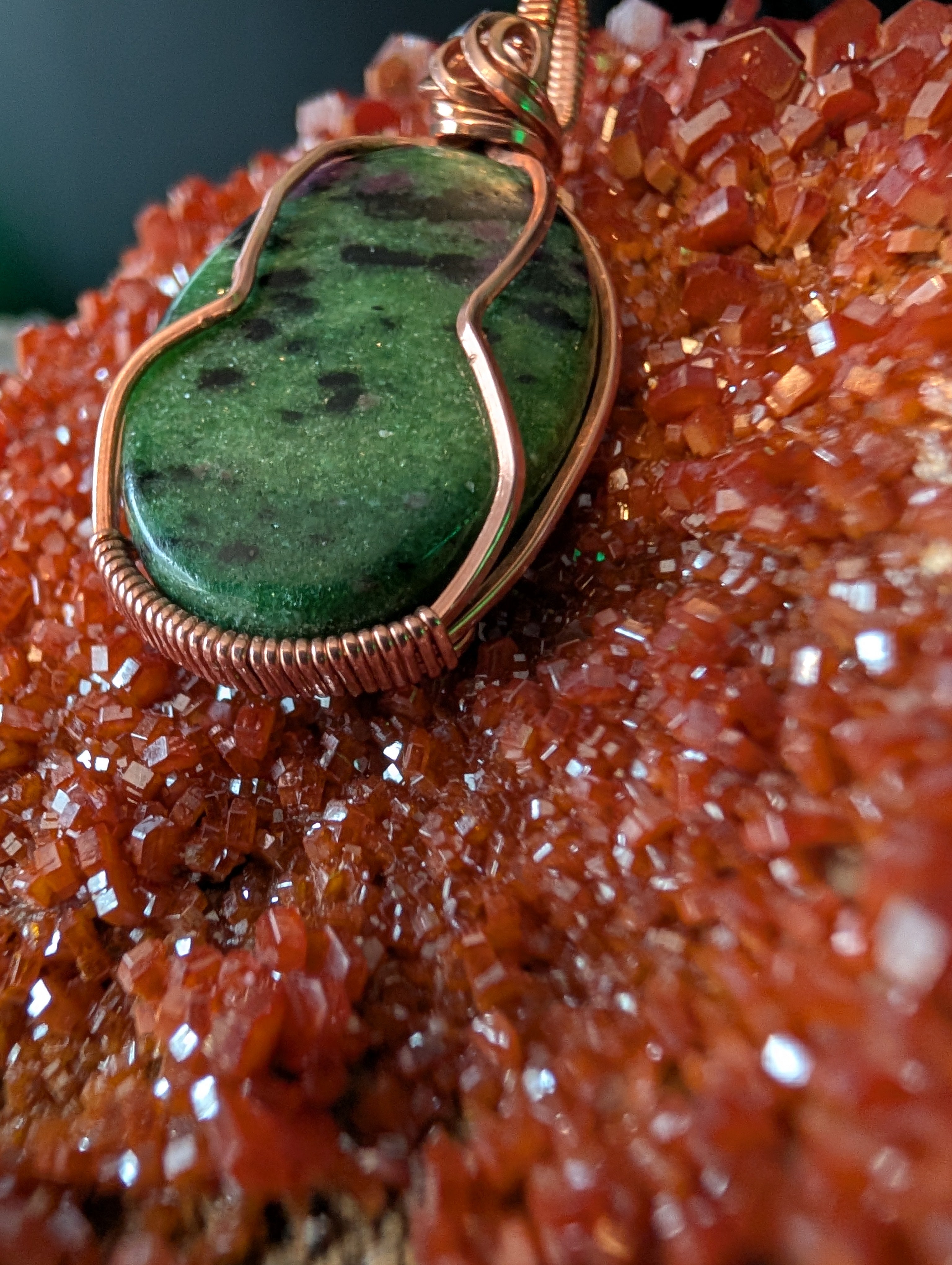 Ruby Kenya Cabochon Hand Cut And Wire Wrapped In Copper By Me For Jewelry Making And Collectors by Sacred Alchemy Studios