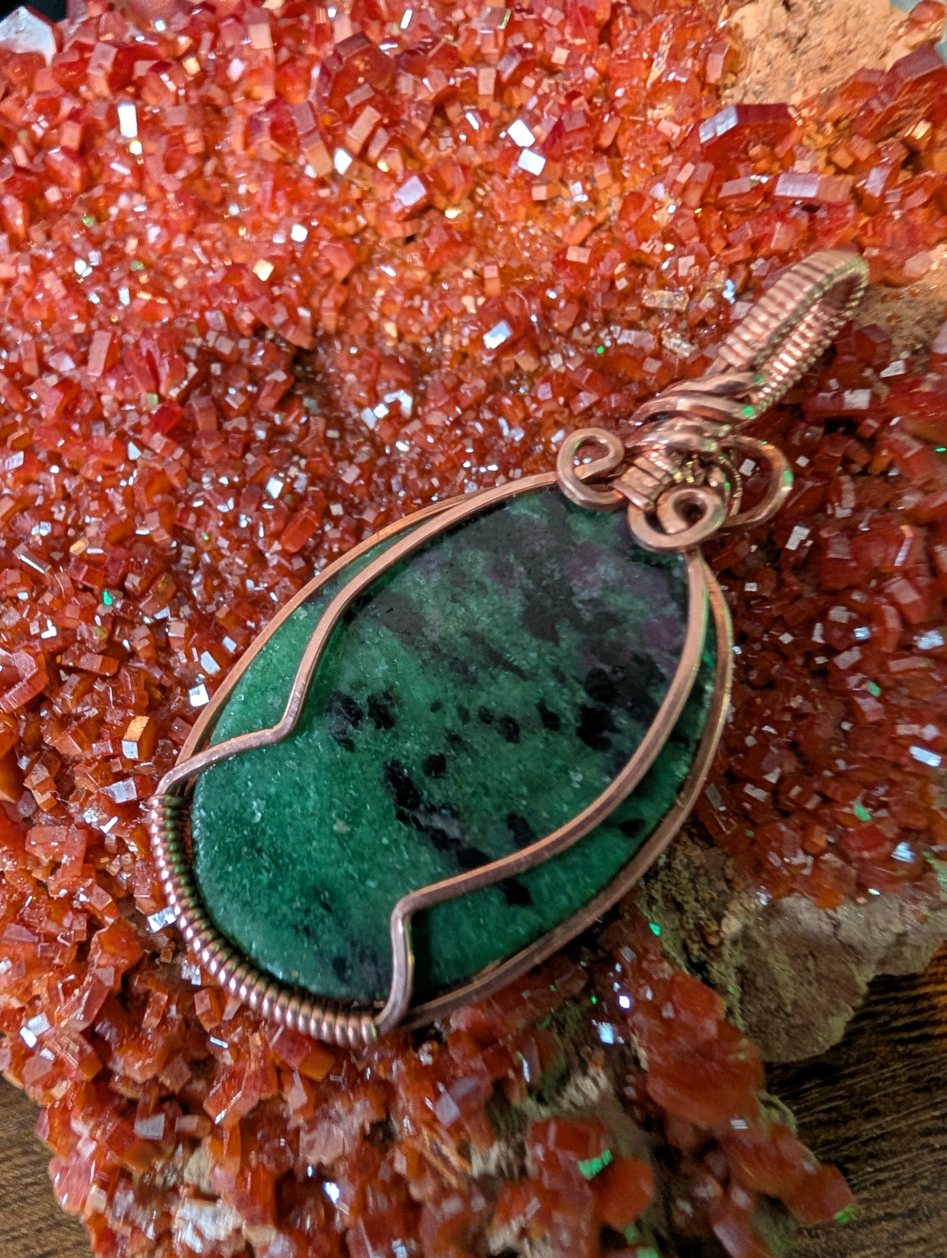 Ruby Kenya Cabochon Hand Cut And Wire Wrapped In Copper By Me For Jewelry Making And Collectors by Sacred Alchemy Studios