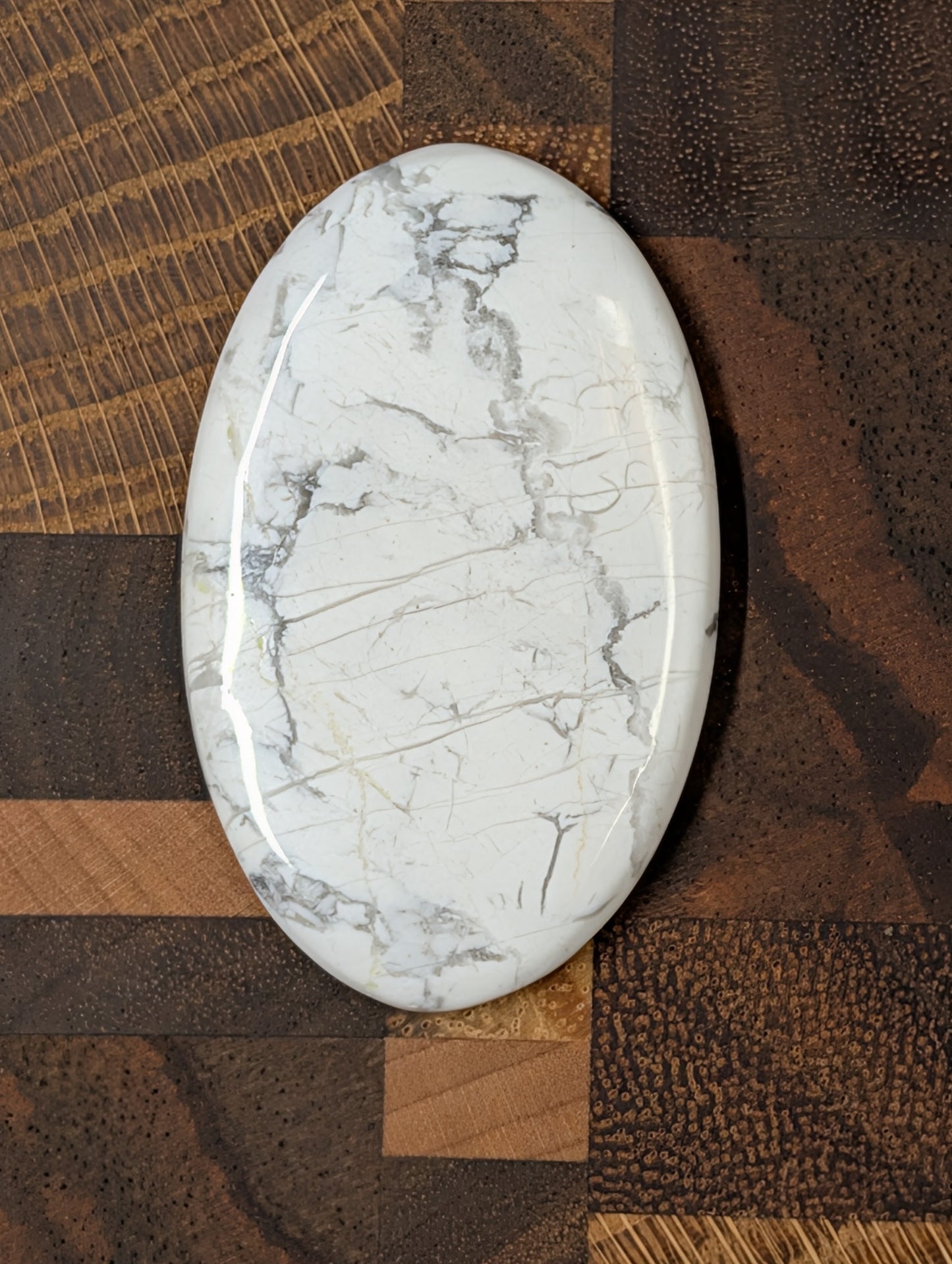 Howlite Cabochon from Canada, Mined and Hand-Polished, with Natural Veining - A