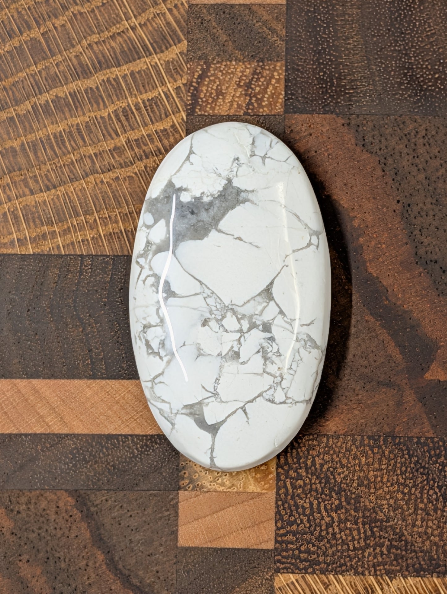 Howlite Cabochon from Canada, Mined and Hand-Polished, with Natural Veining - B