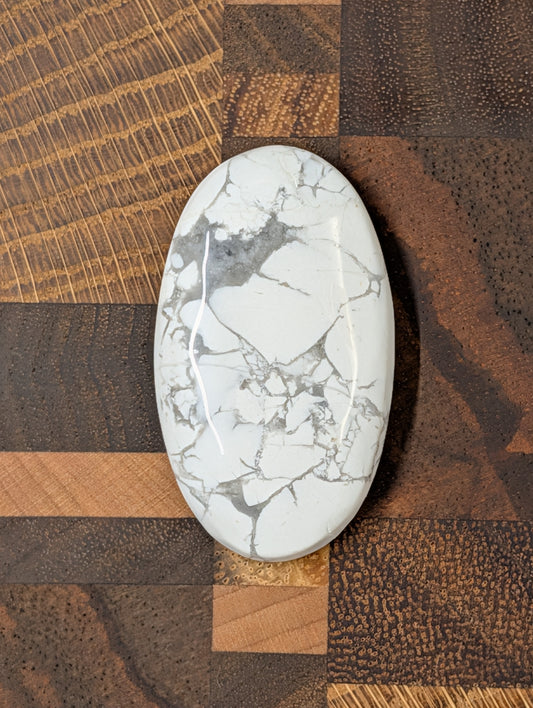 Howlite Cabochon from Canada, Mined and Hand-Polished, with Natural Veining - B