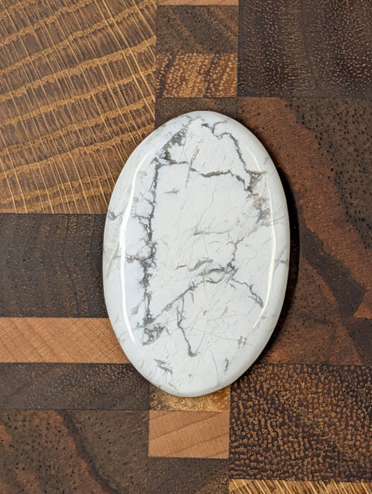 Howlite Cabochon from Canada, Mined and Hand-Polished, with Natural Veining - C