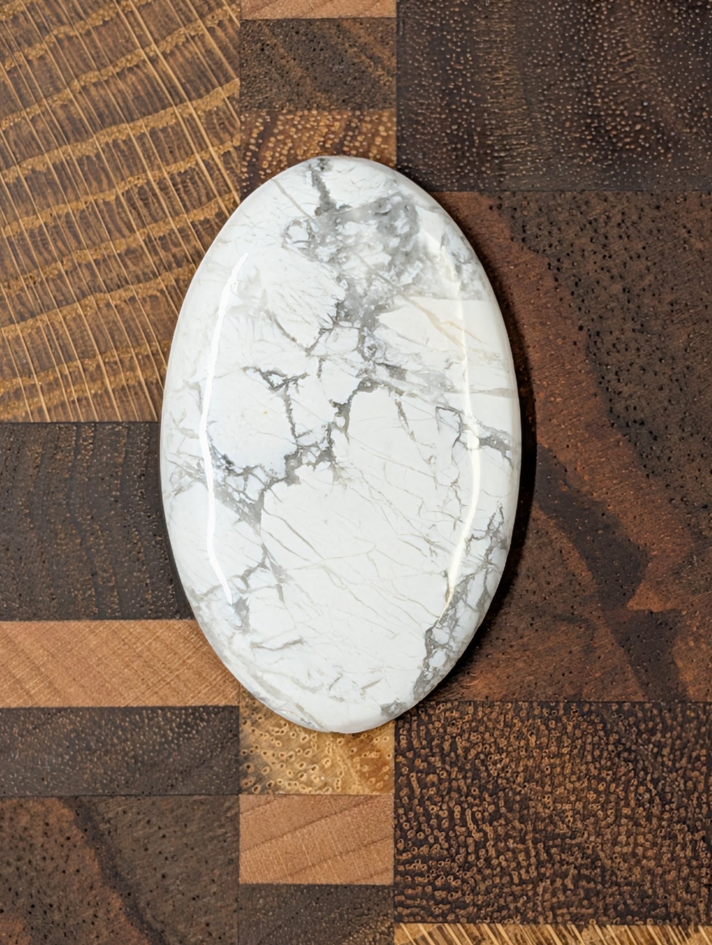 Howlite Cabochon from Canada, Mined and Hand-Polished, with Natural Veining - D