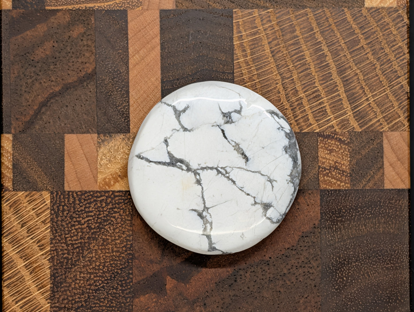 Howlite Cabochon from Canada, Mined and Hand-Polished, with Natural Veining - E