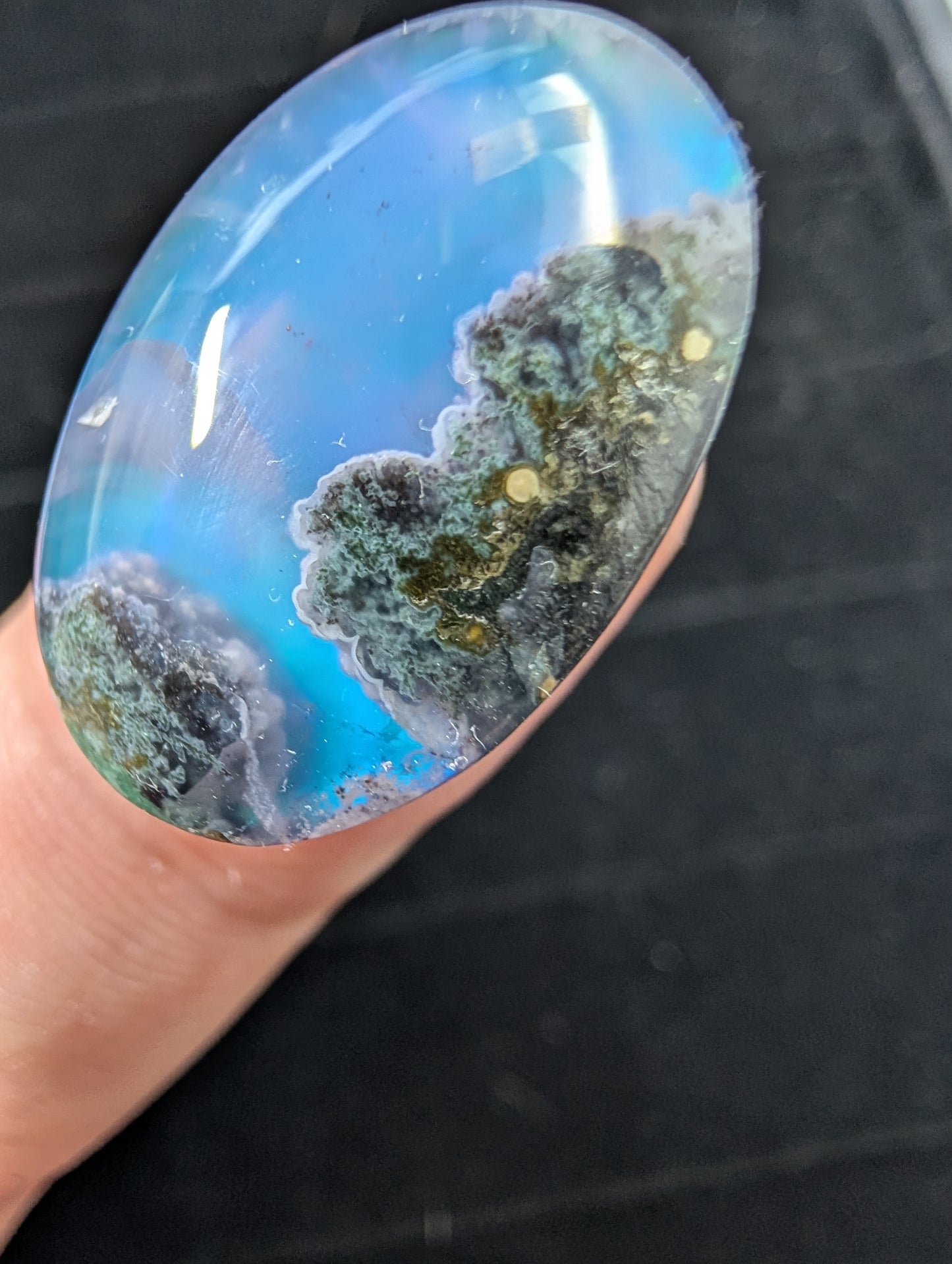 Caribbean Blue Moss Agate - Indonesia - Doublet Cabochon