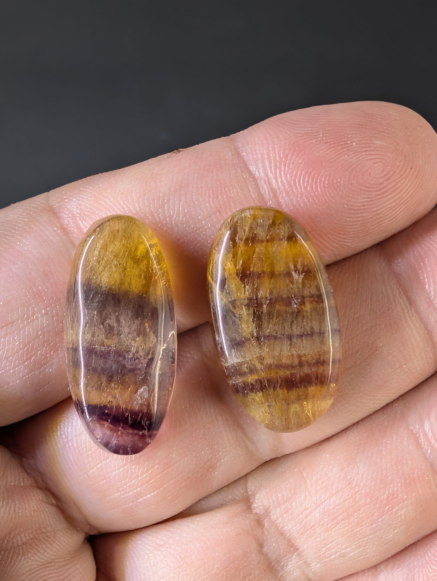 Rainbow Fluorite Cabochon - Pair