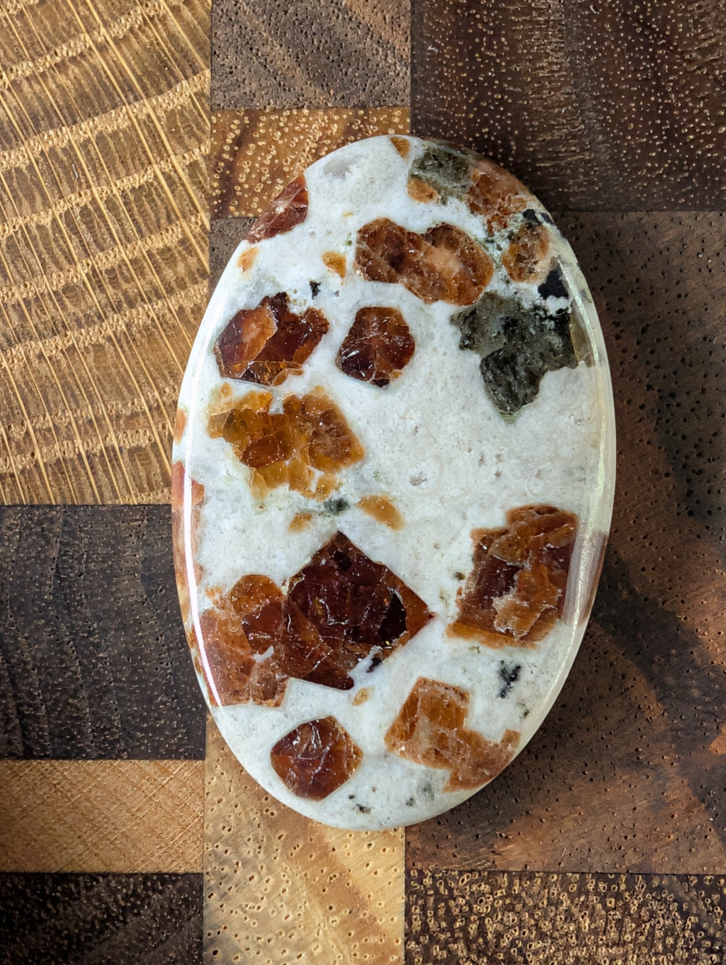 Wollastonite and Garnet Cabochon