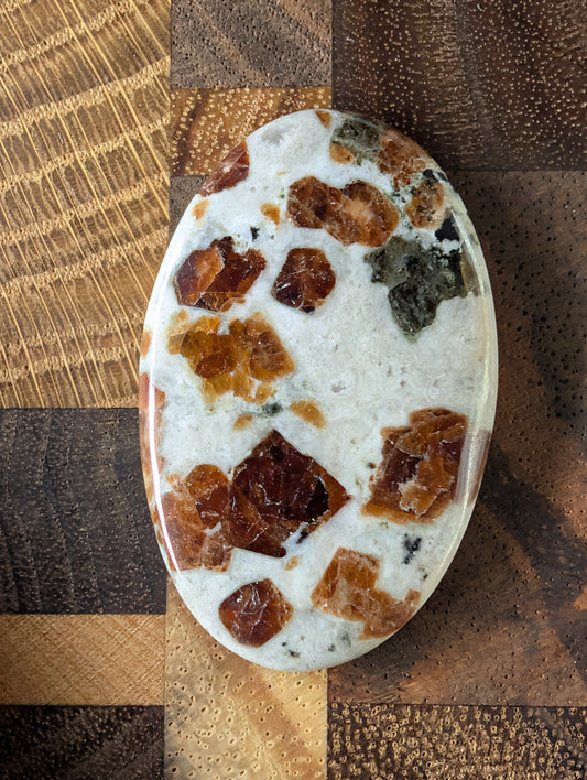 Wollastonite and Garnet Cabochon