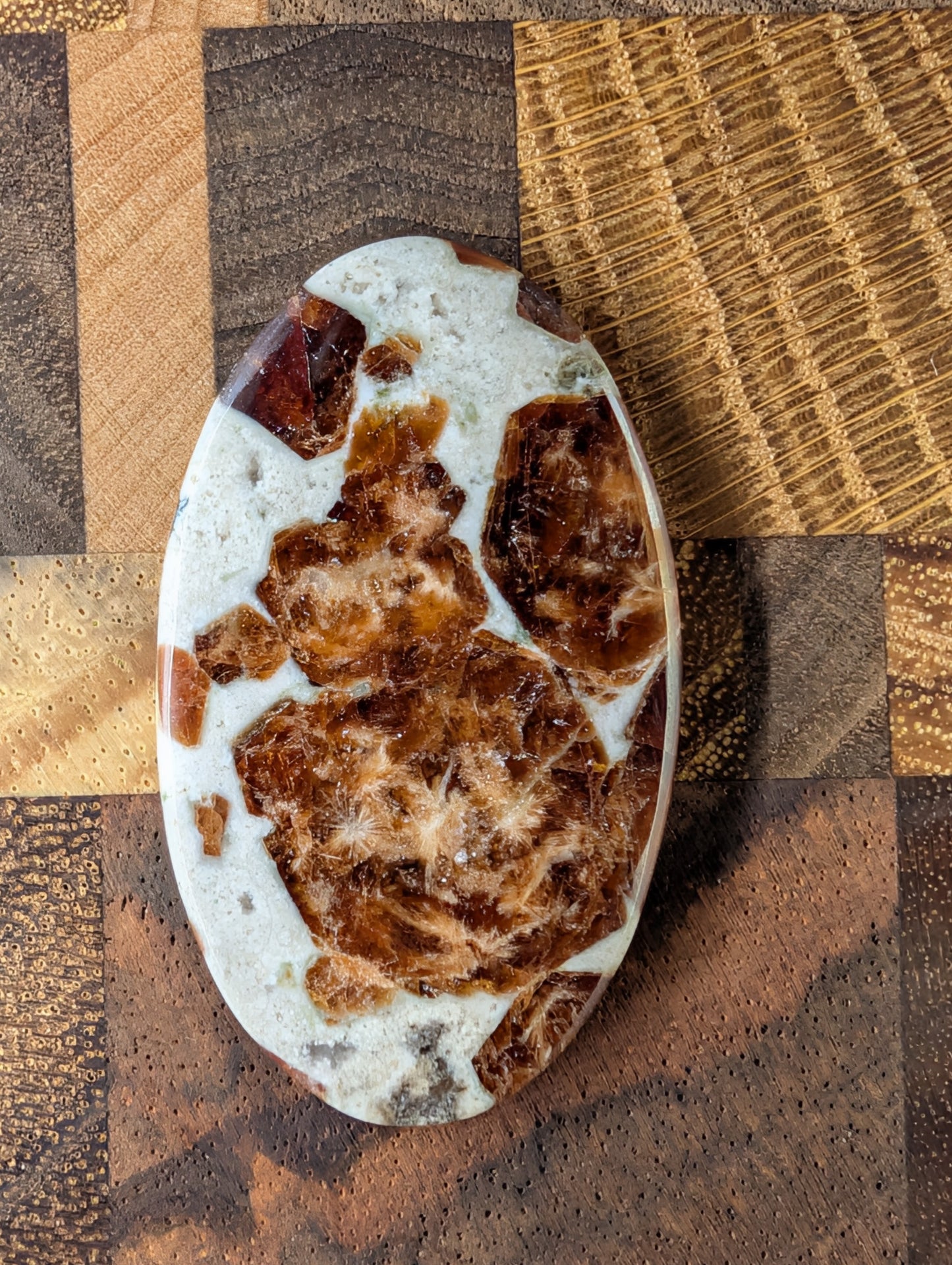 Wollastonite and Garnet Cabochon