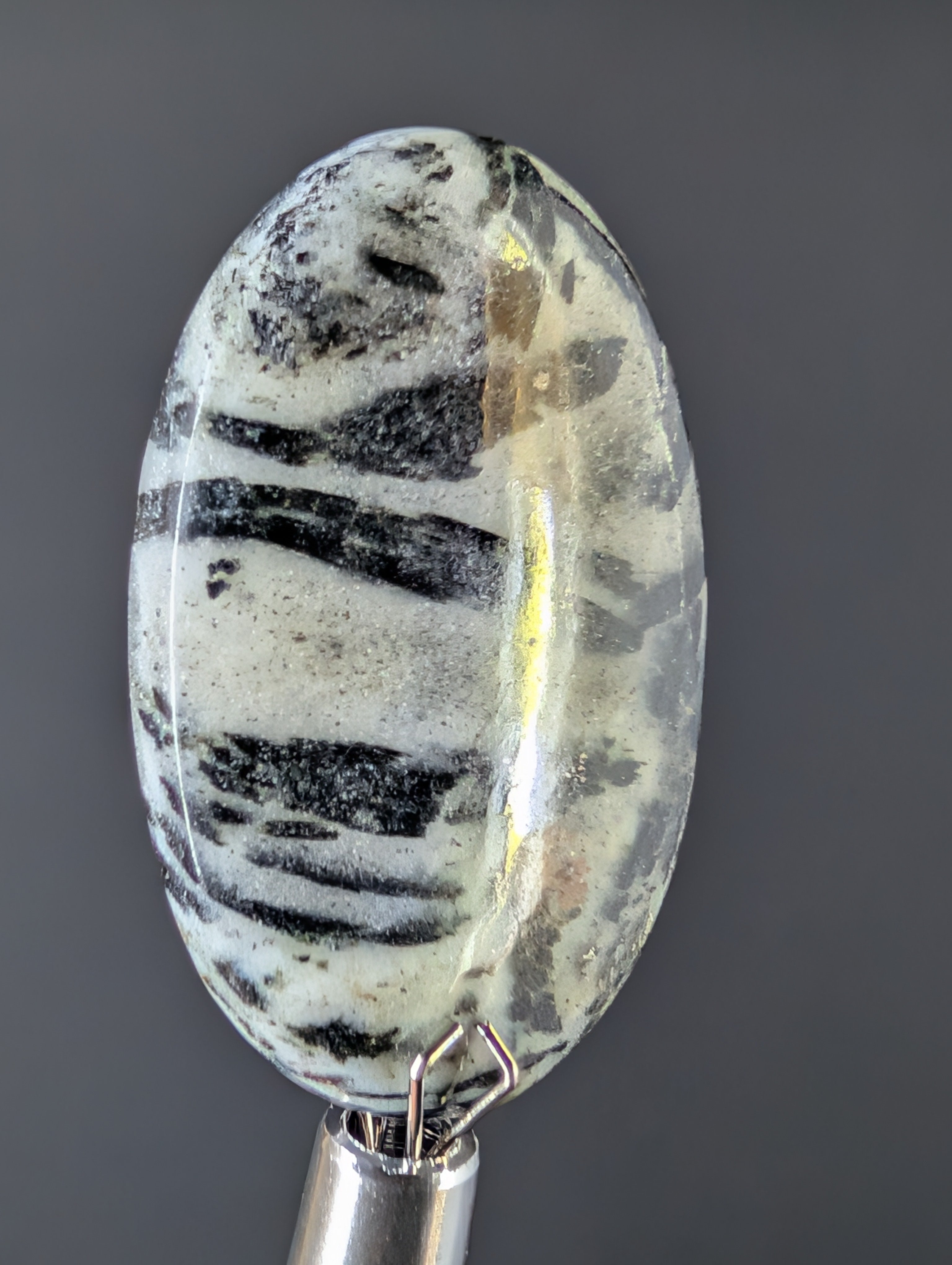 Schorl in Sugary Albite with Garnet - Cabochon by Sacred Alchemy Studios