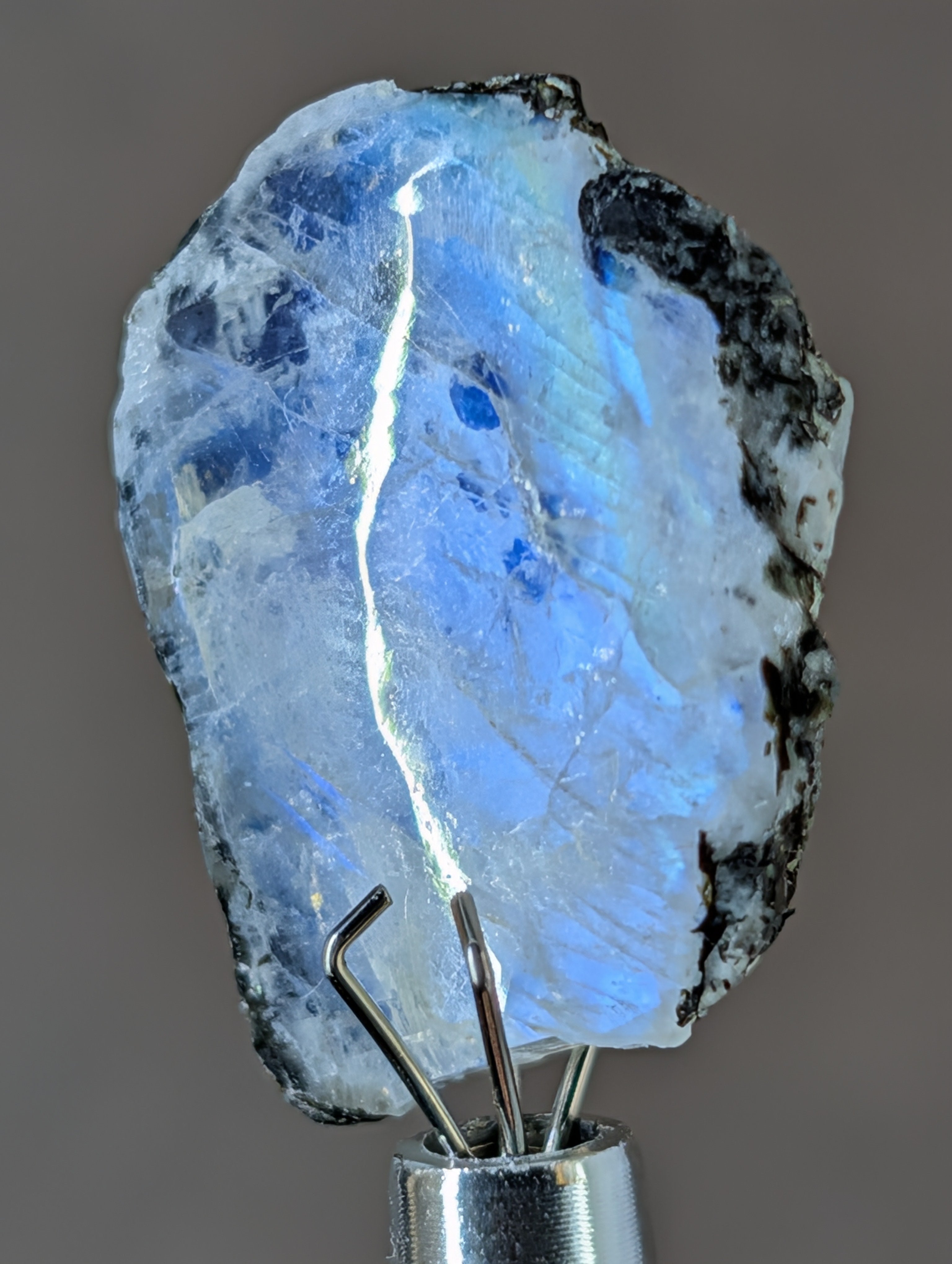 Moonstone - Real Orthoclase Moonstone with Tourmaline - Mined in India - Polished Face and Back by Sacred Alchemy Studios