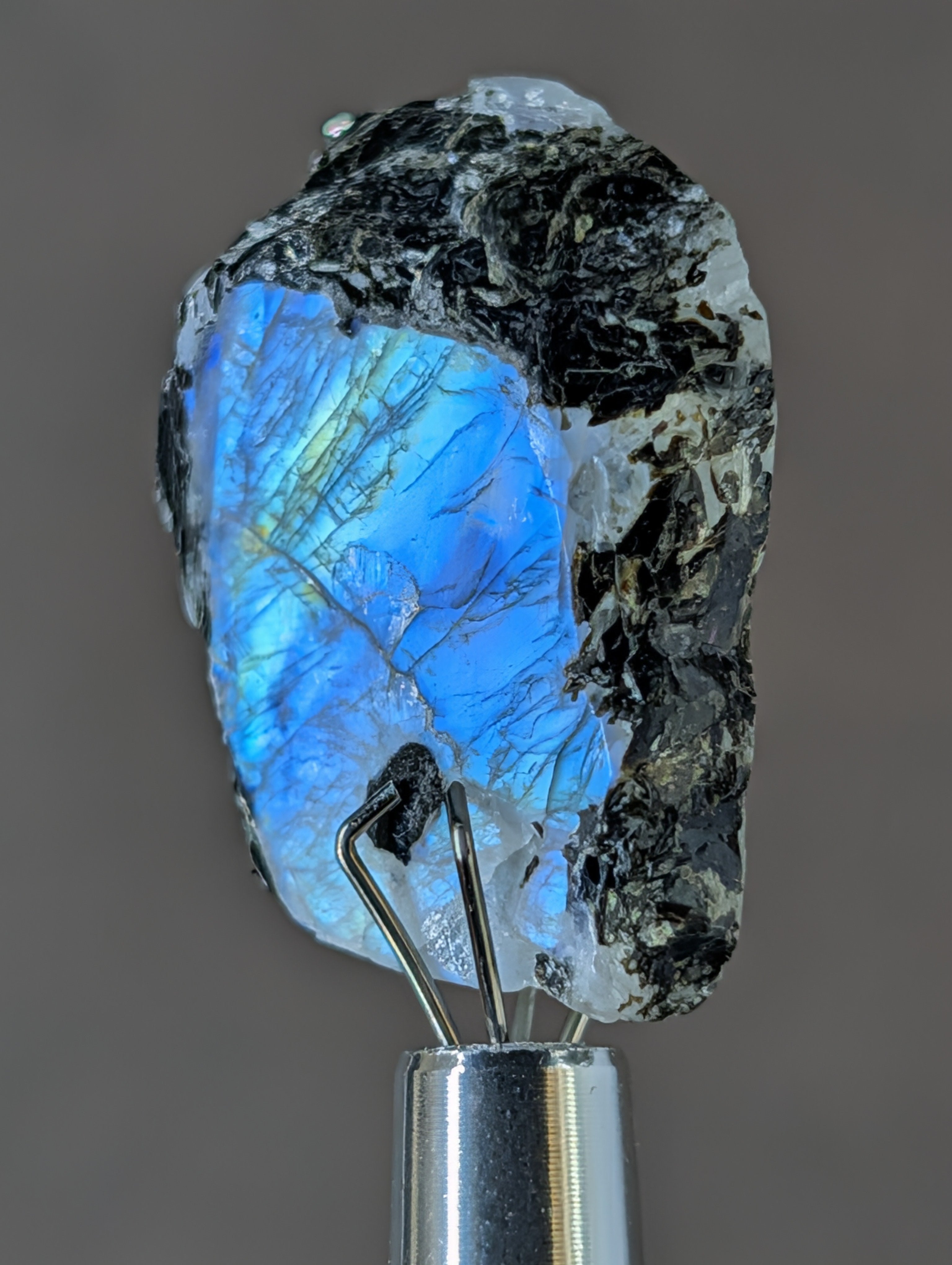 Moonstone - Real Orthoclase Moonstone with Tourmaline - Mined in India - Polished Face and Back by Sacred Alchemy Studios