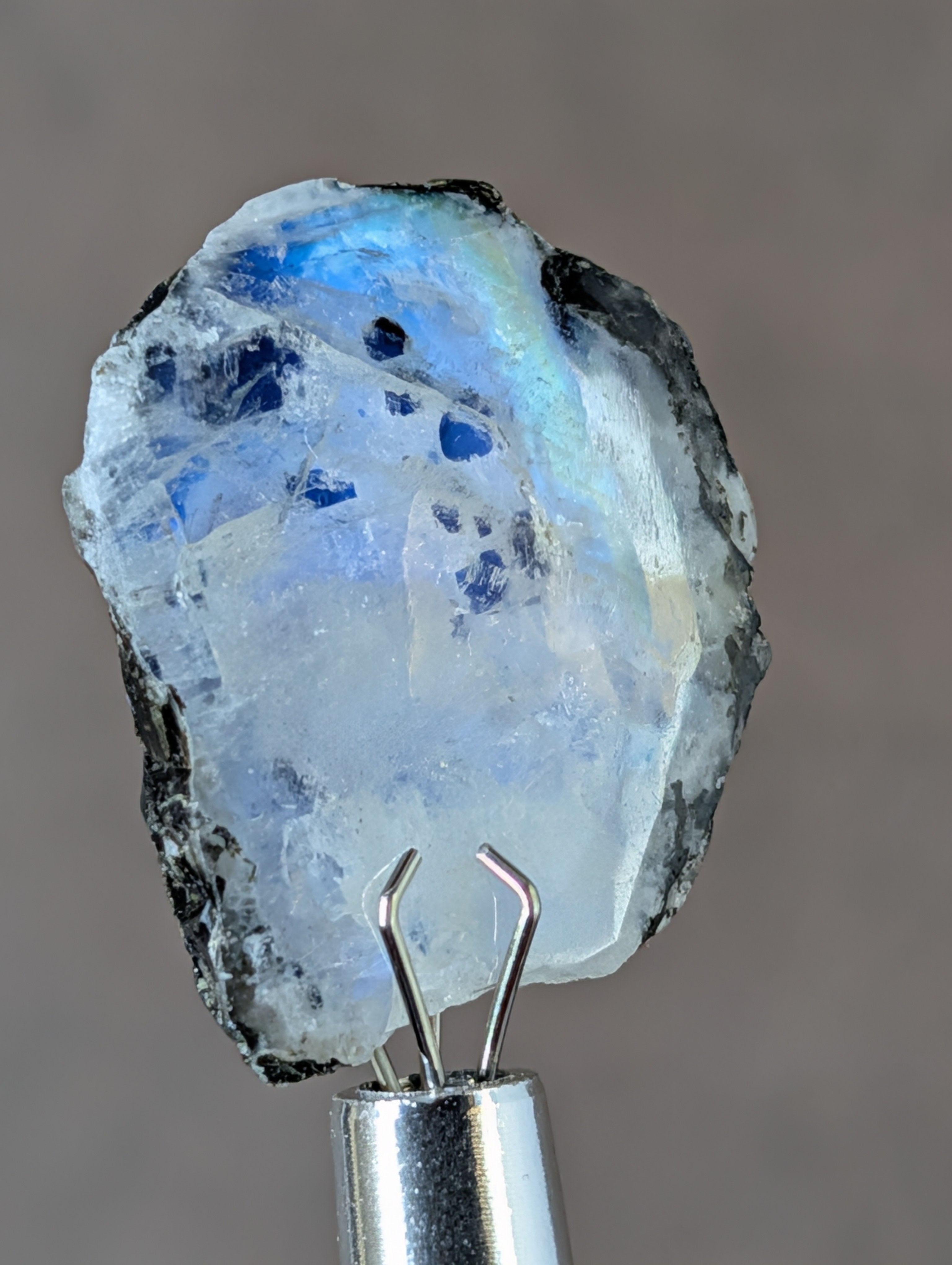 Moonstone - Real Orthoclase Moonstone with Tourmaline - Mined in India - Polished Face and Back by Sacred Alchemy Studios