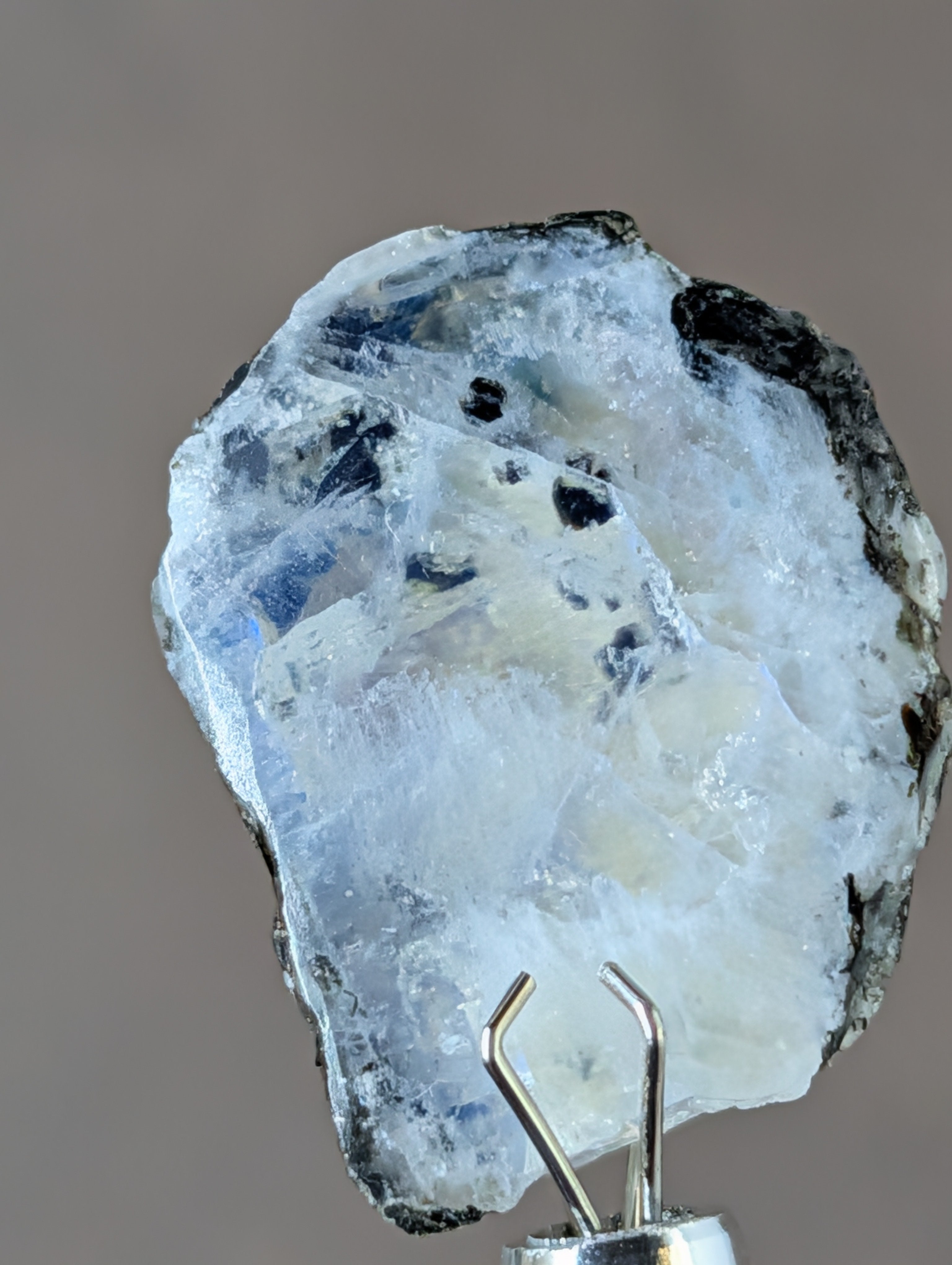 Moonstone - Real Orthoclase Moonstone with Tourmaline - Mined in India - Polished Face and Back by Sacred Alchemy Studios