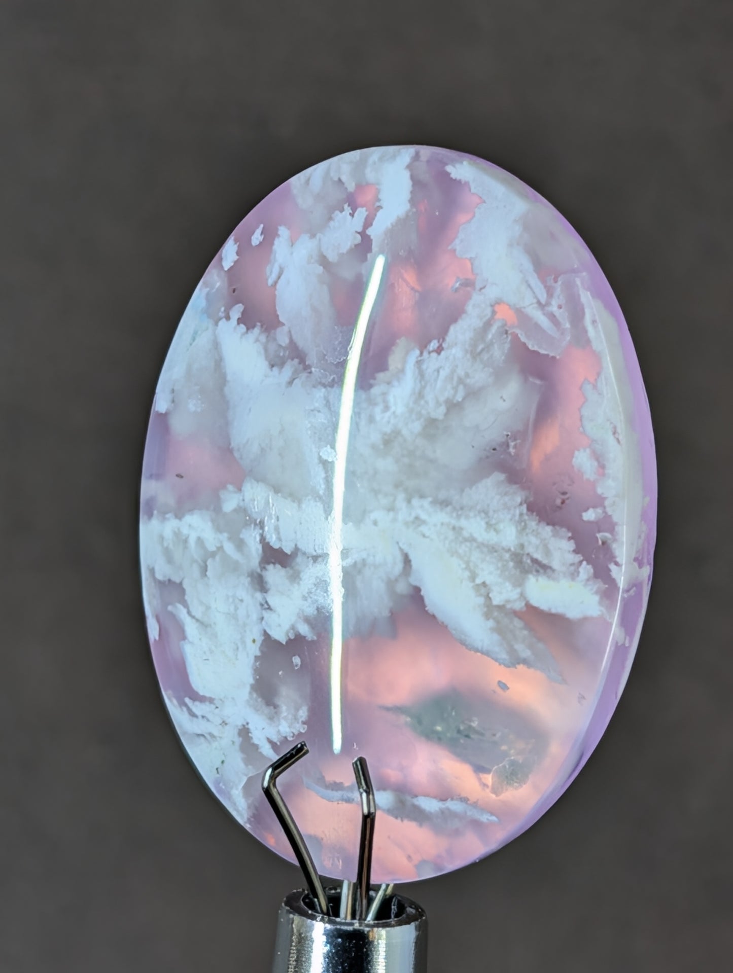 Pink Plume Aurora Doublet Cabochon