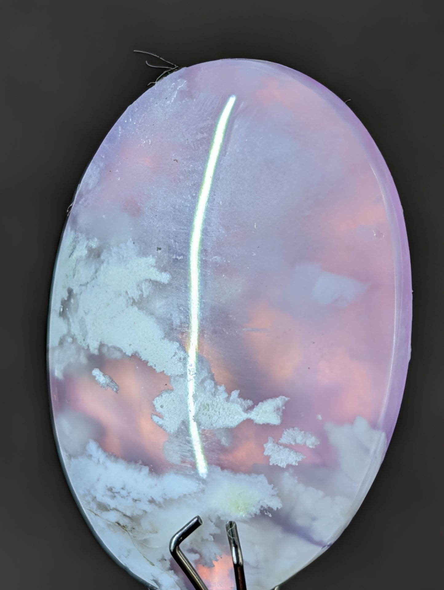 Pink Plume Aurora Doublet Cabochon