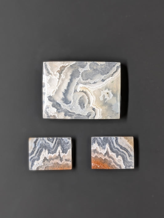 Plume Agate Cabochon Square Set – Pendant and Earrings