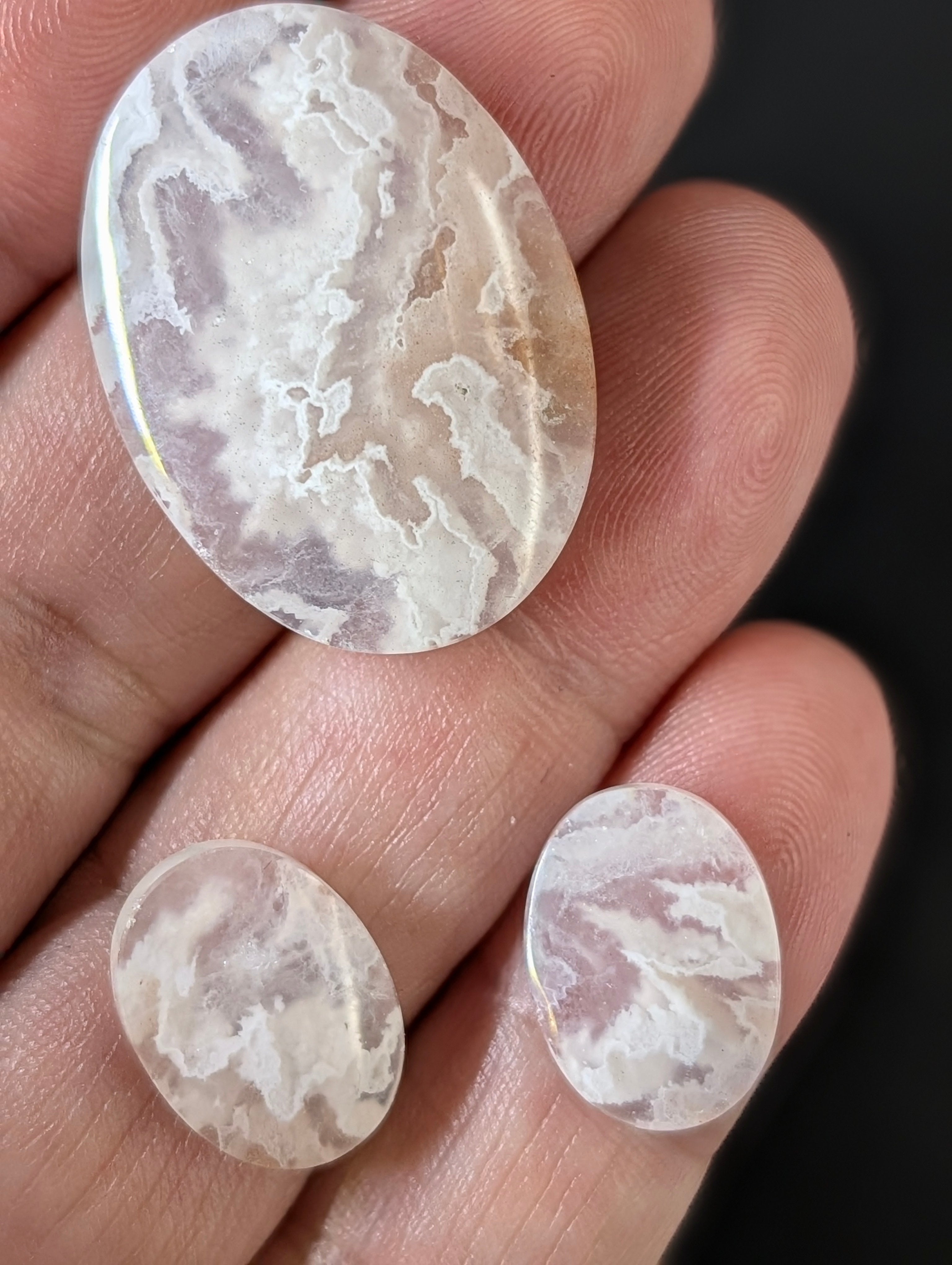 Oval Shape – Plume Agate - Cabochon Pendant and Earrings by Sacred Alchemy Studios