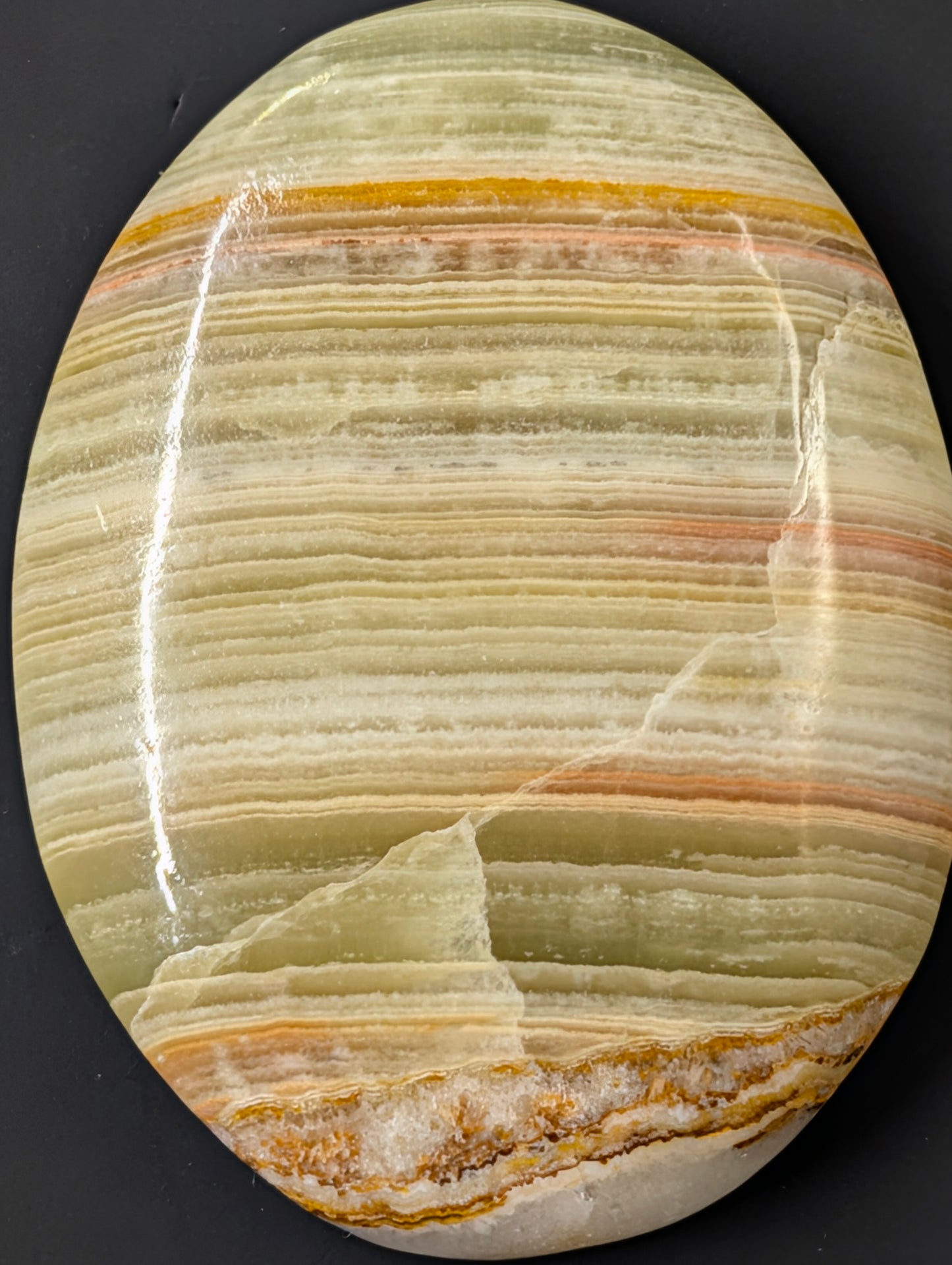 Green Banded Calcite Cabochon